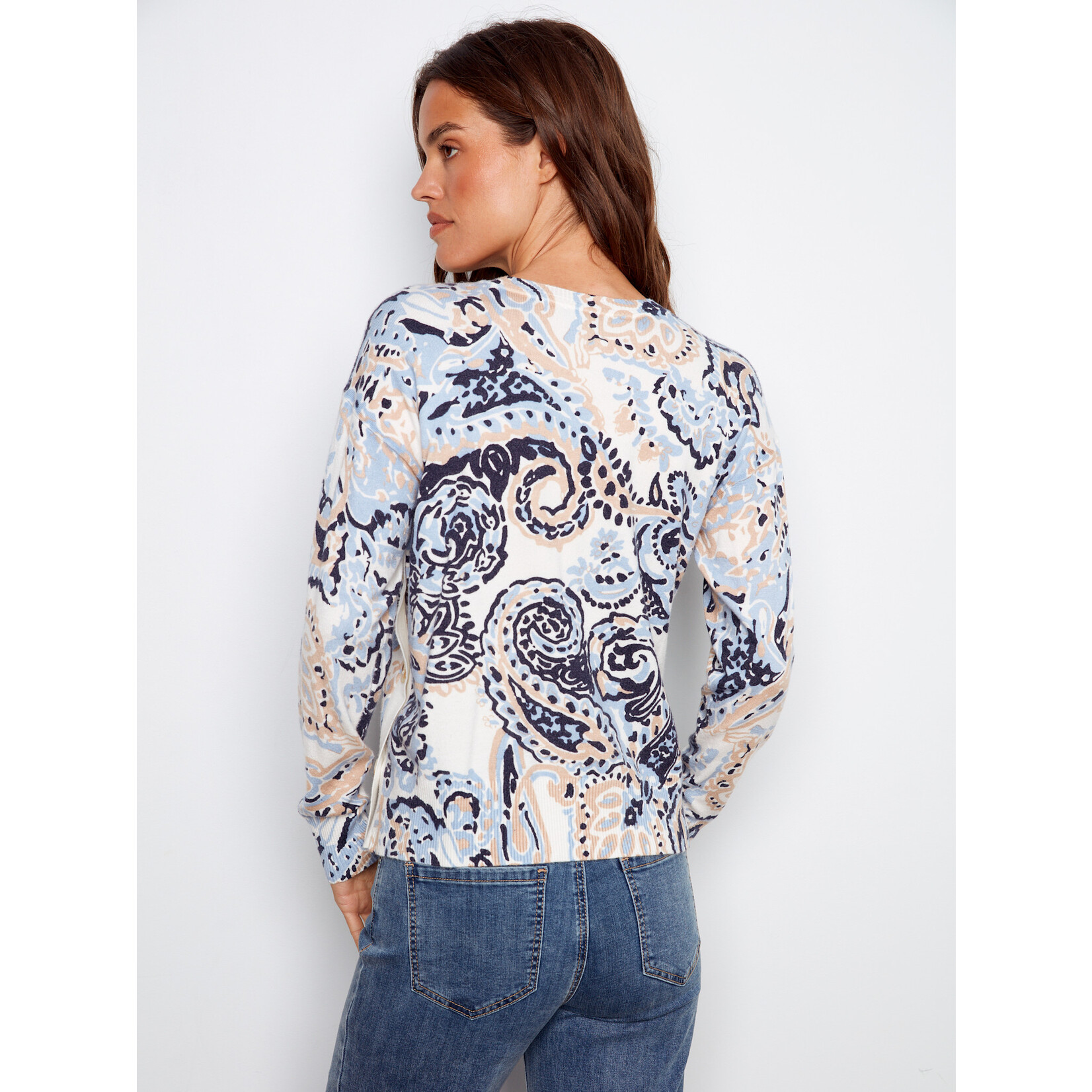 Charlie B Drop Shoulder Button Detail Sweater