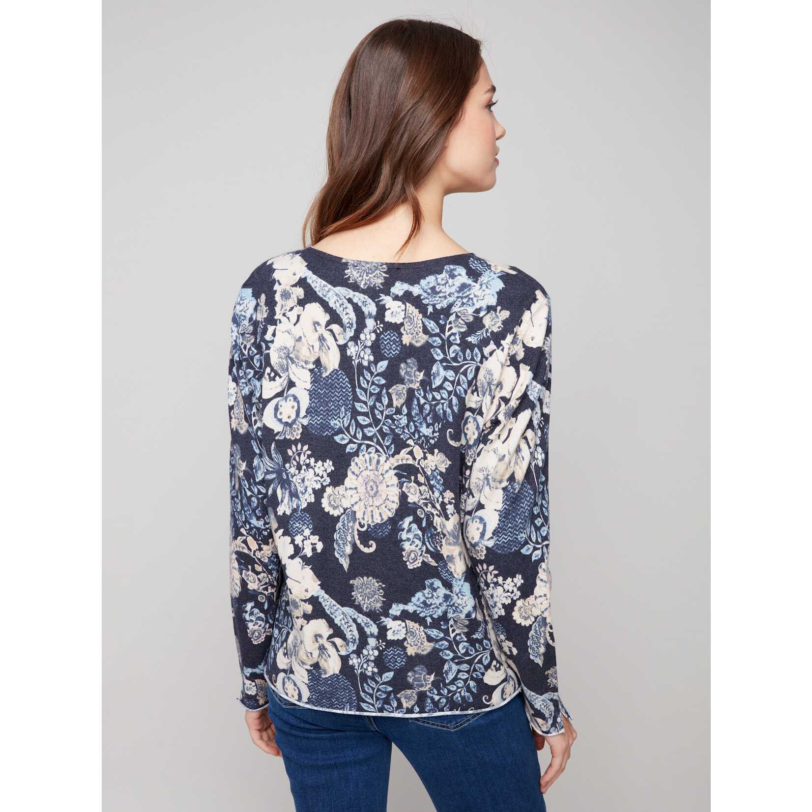 Charlie B Printed V-Neck Sweater