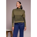 Tribal Turtleneck High Low Sweater With Side Slits