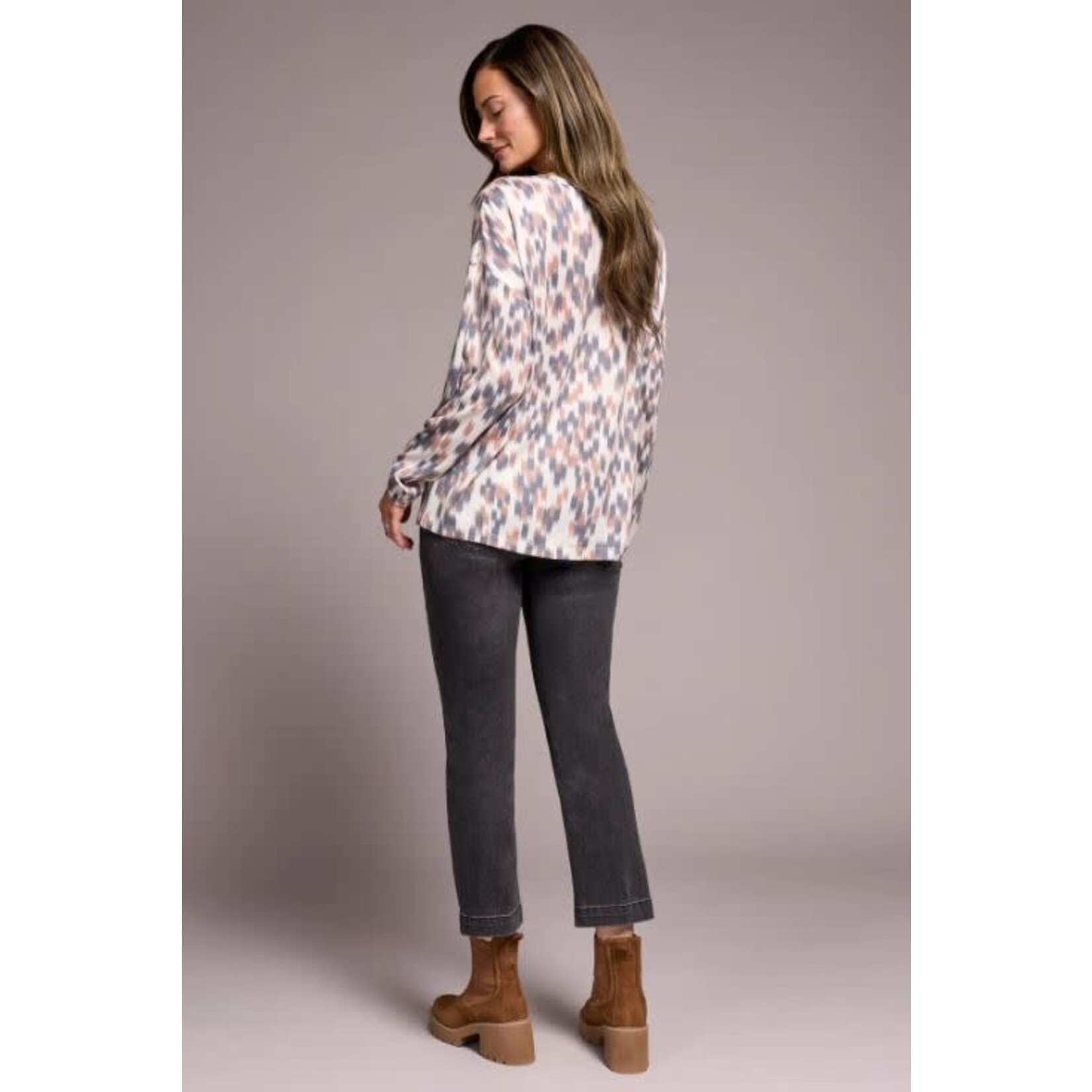 Tribal Crew Neck Printed Soft Knit Top