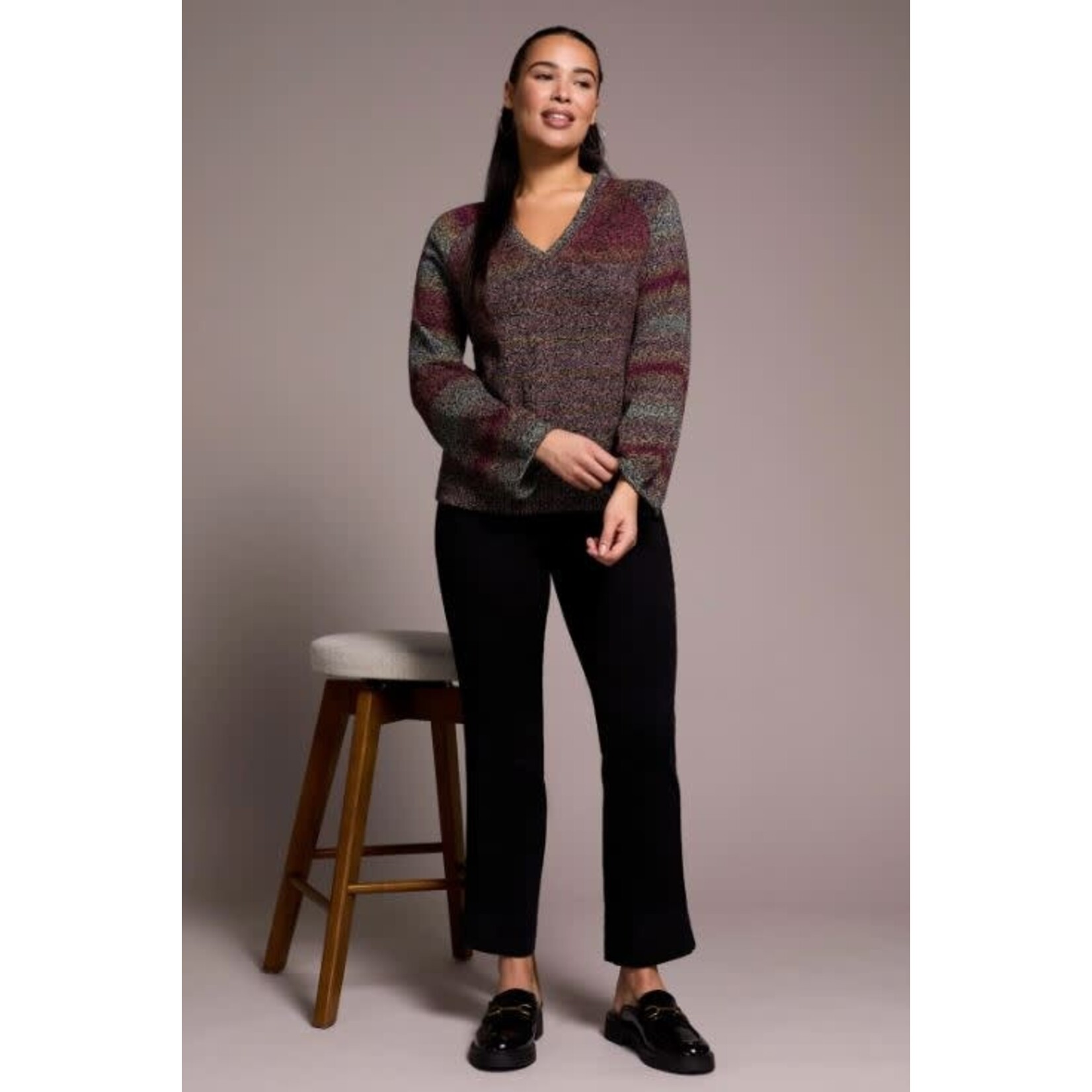 Tribal Combed Cotton V-Neck Sweater