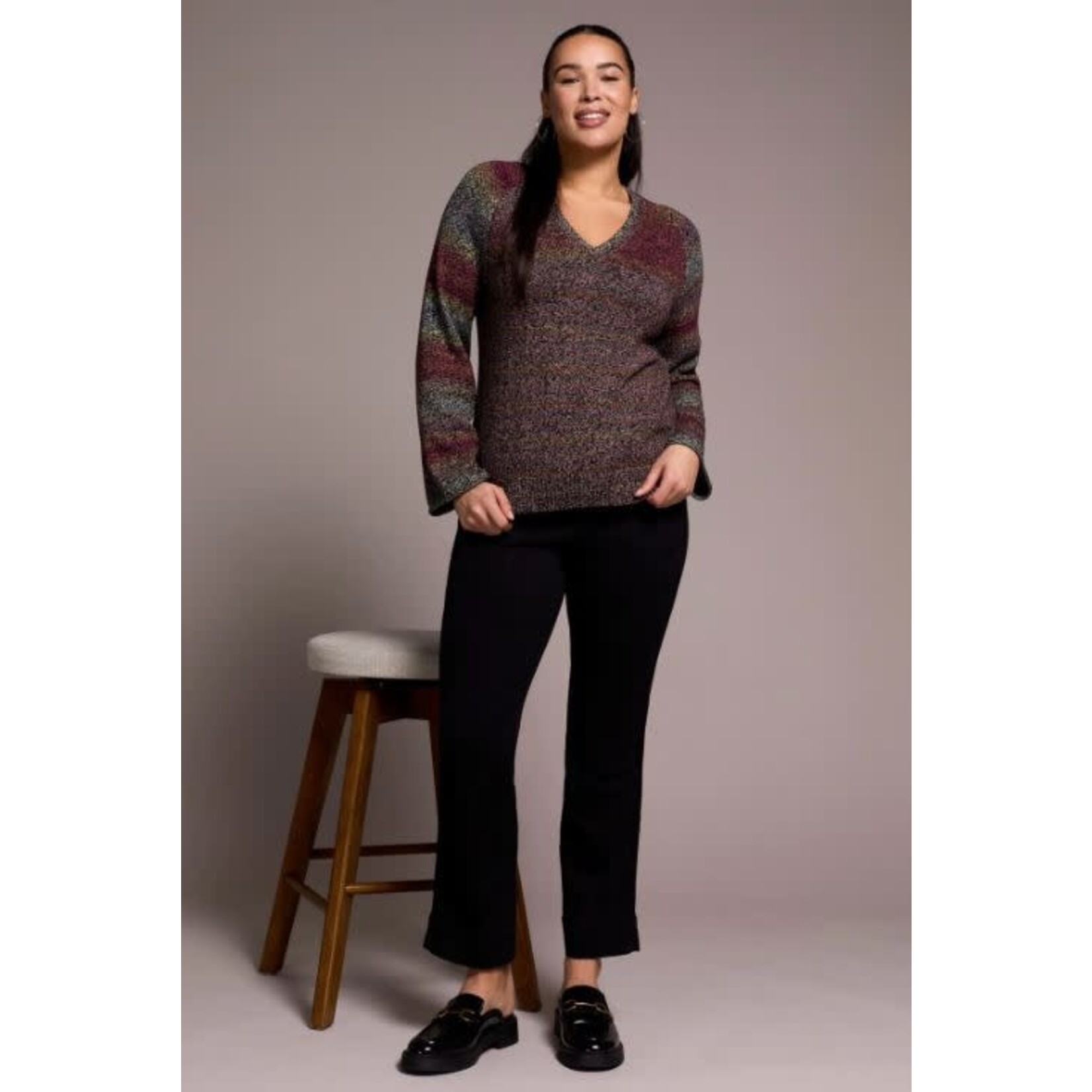 Tribal Combed Cotton V-Neck Sweater