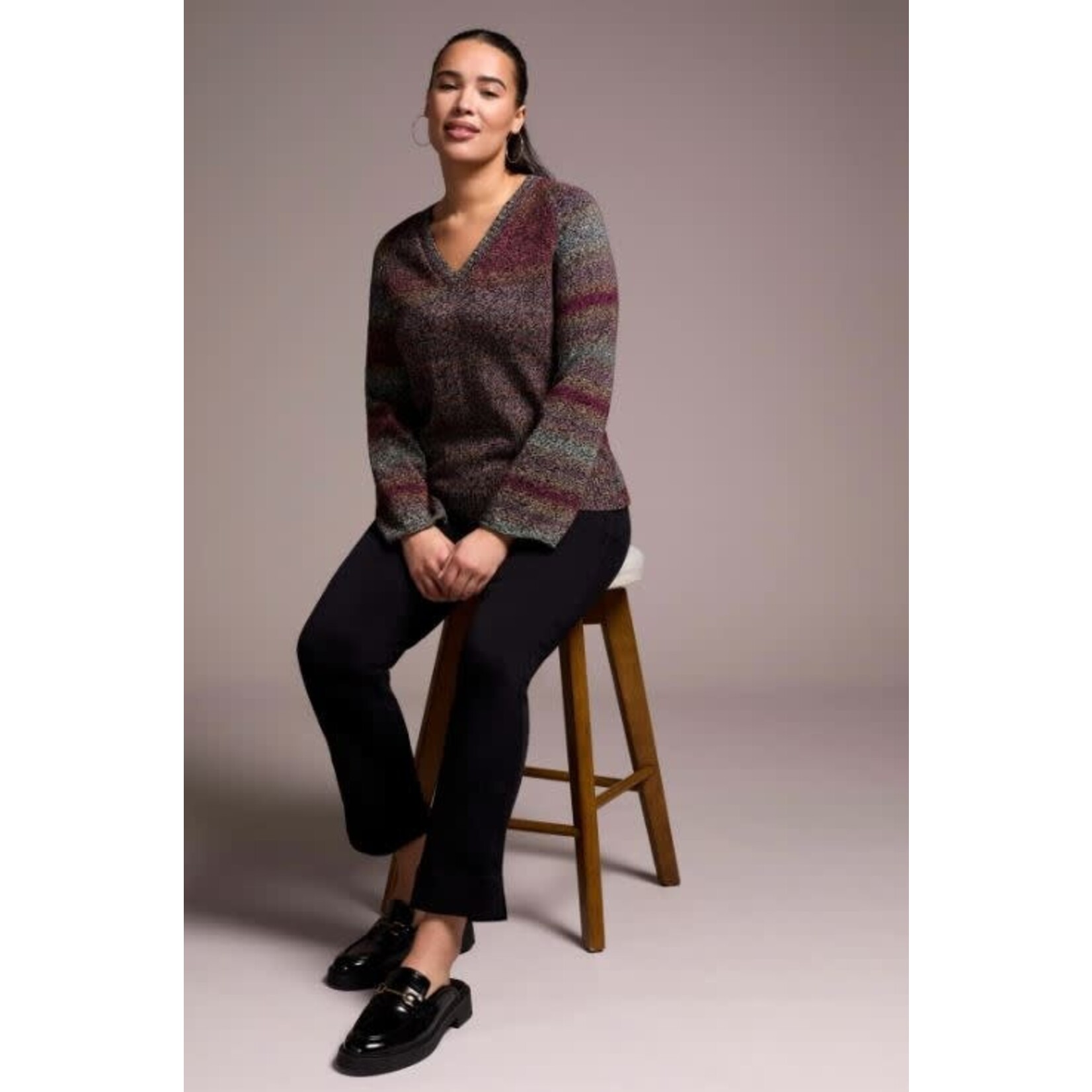 Tribal Combed Cotton V-Neck Sweater
