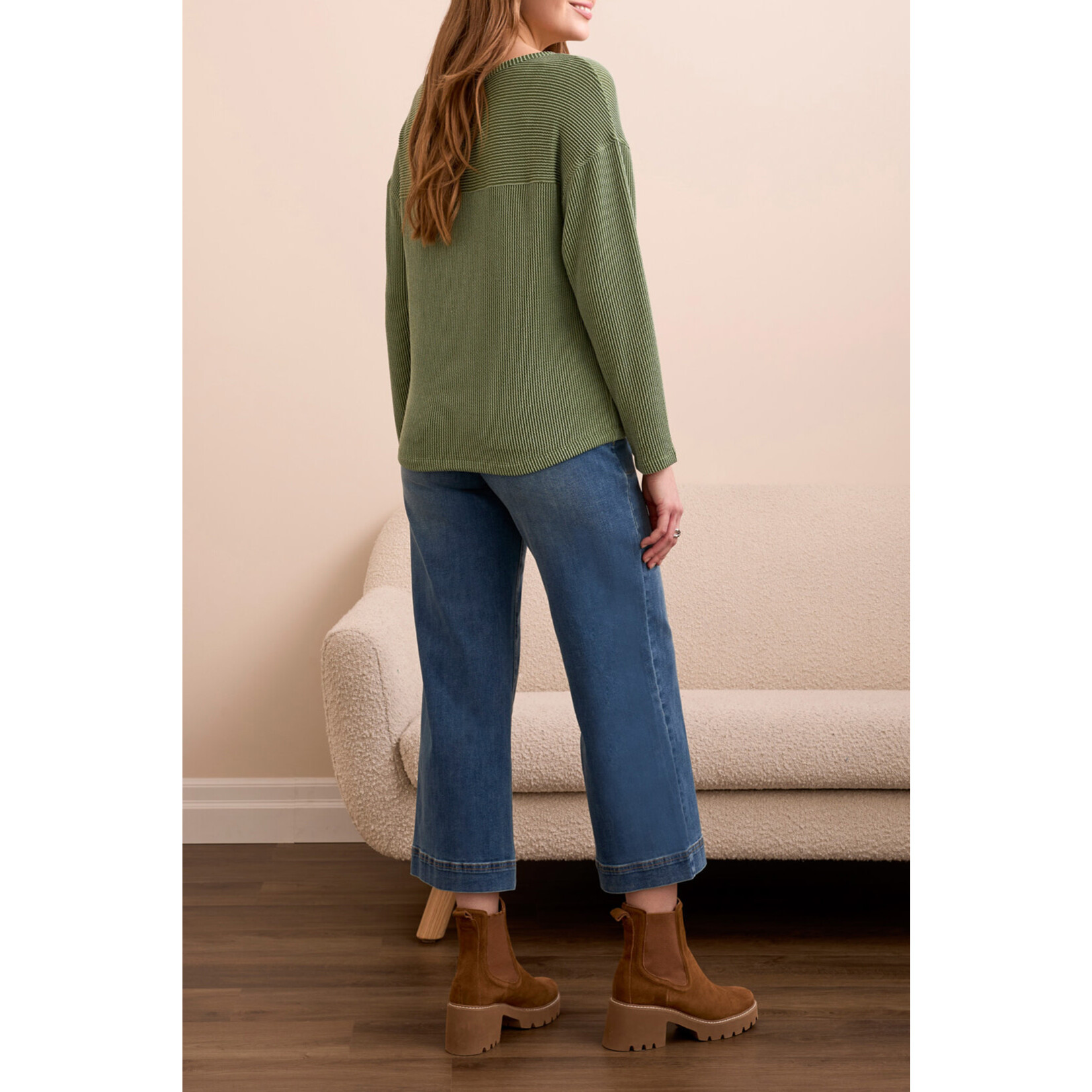 Tribal Notch Collar Long Sleeve Top