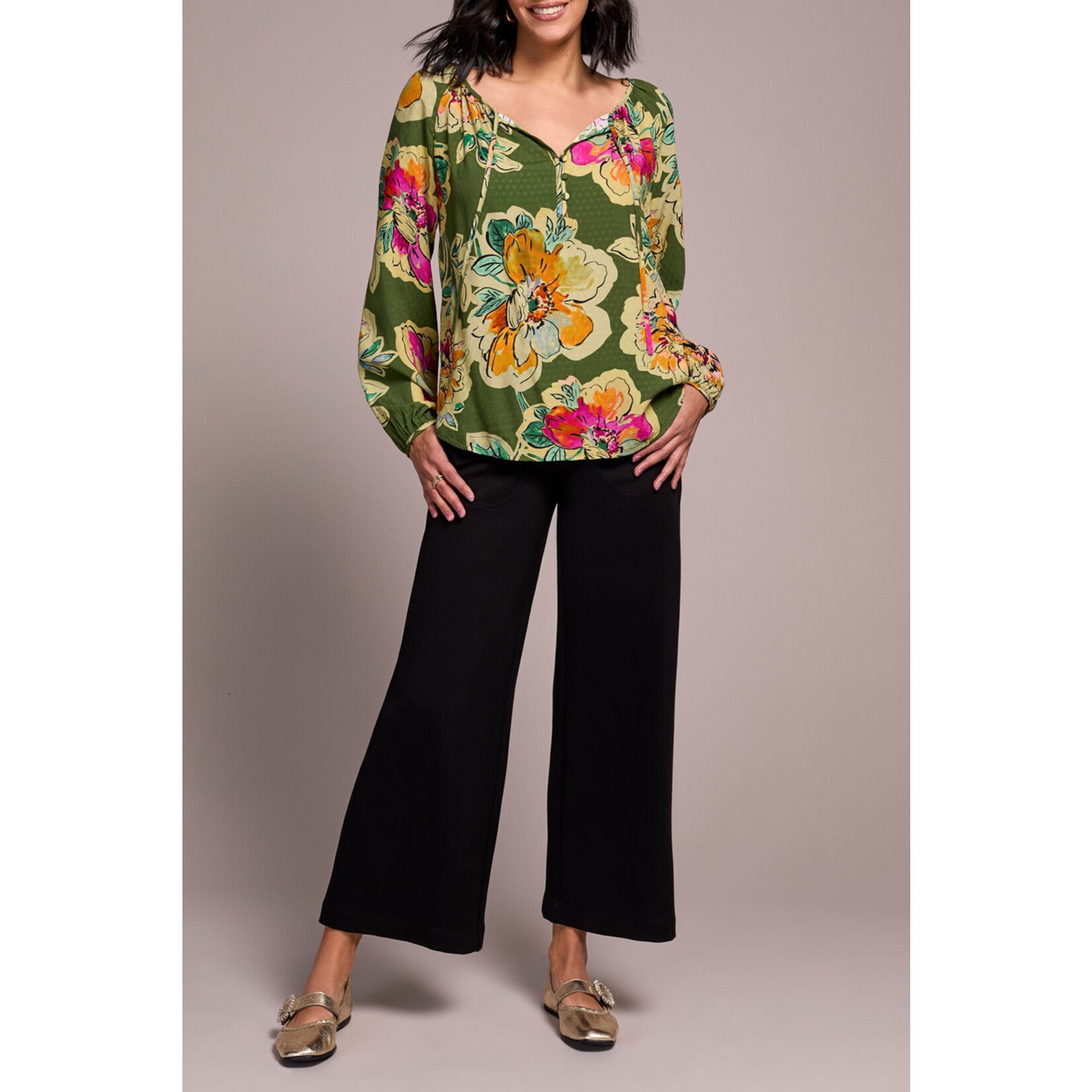 Tribal Blouse With Tie Neckline