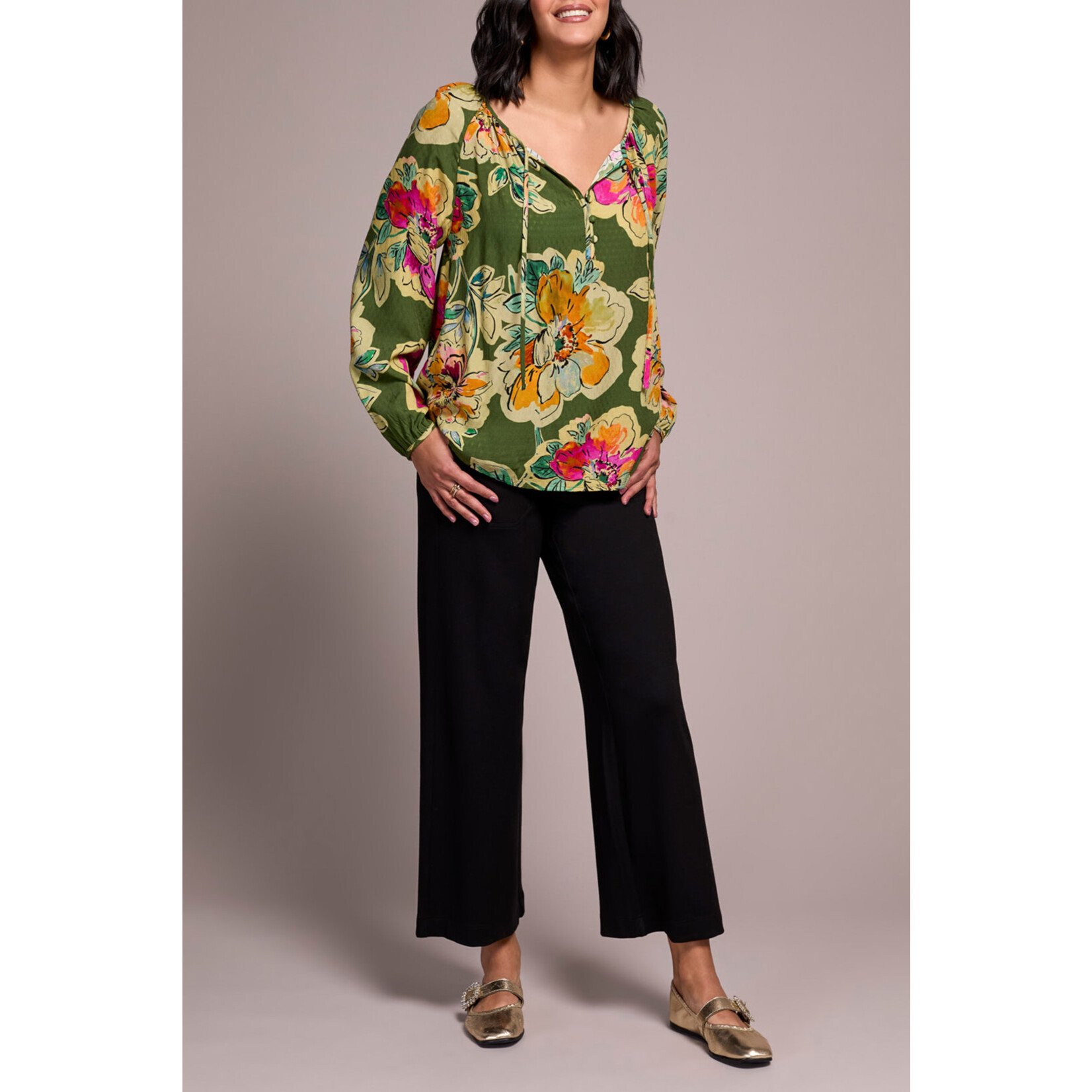 Tribal Blouse With Tie Neckline