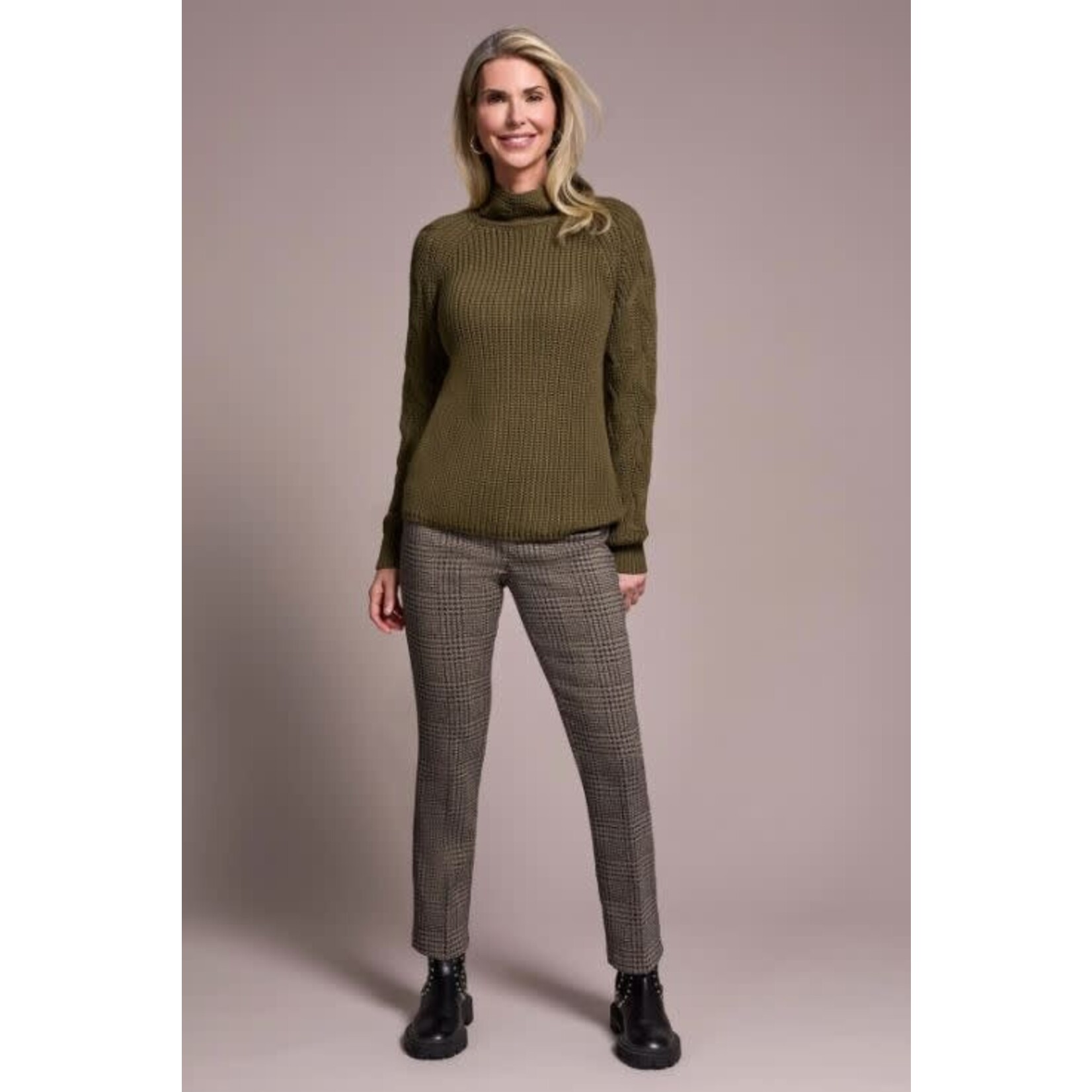 Tribal Cable Knit Mock Neck Sweater