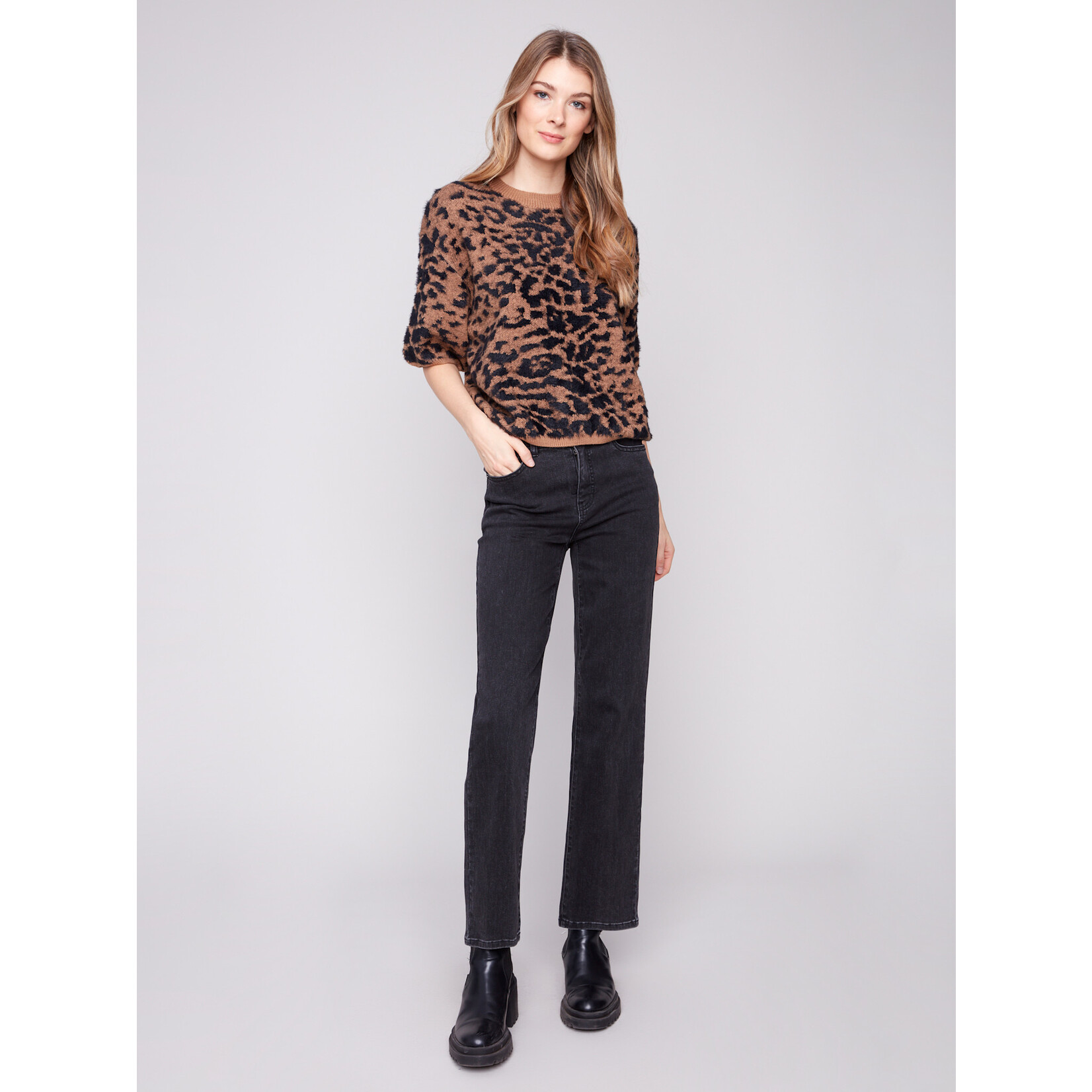 Charlie B Sweater With Short Balloon Sleeve