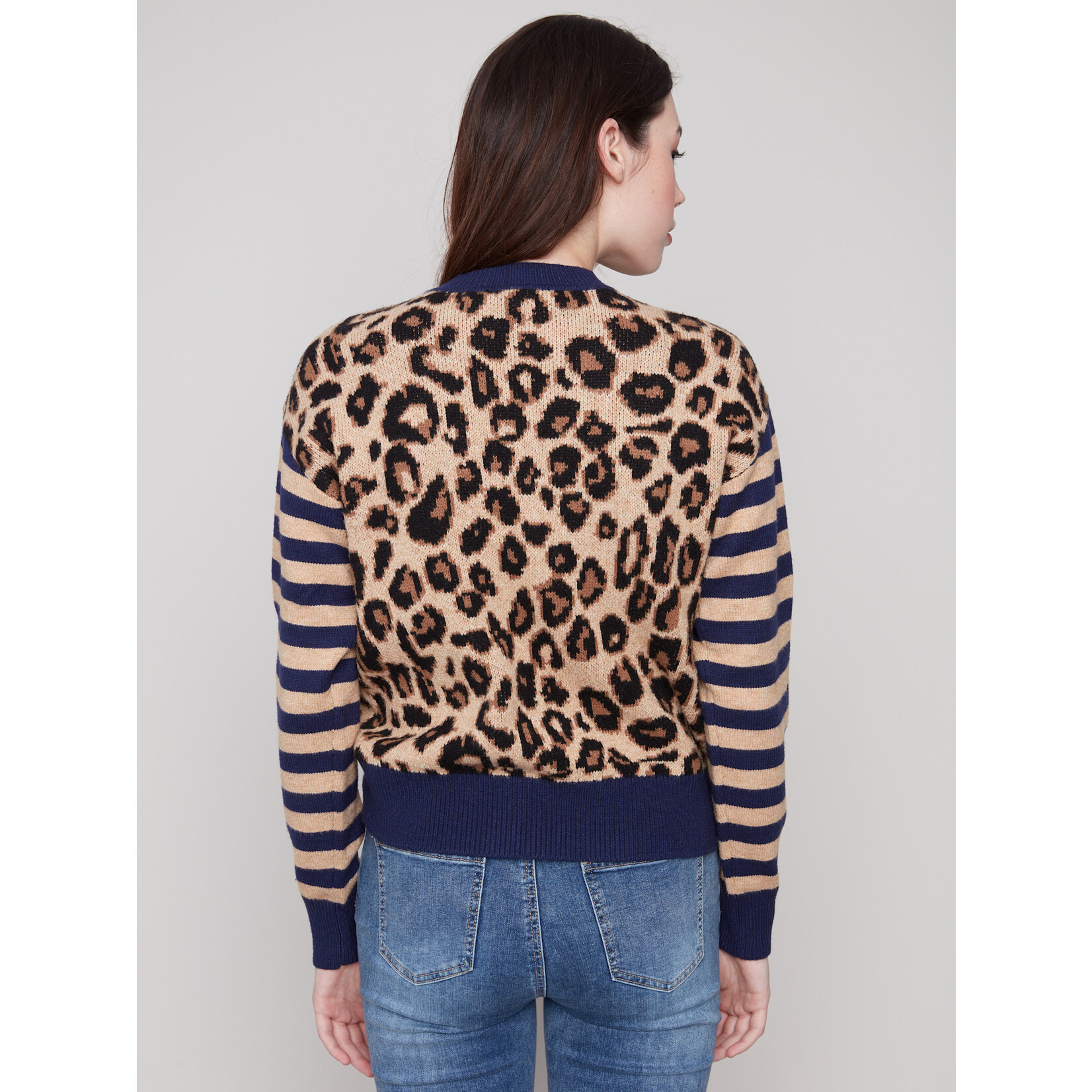 Charlie B Crew Neck Jacquard Sweater