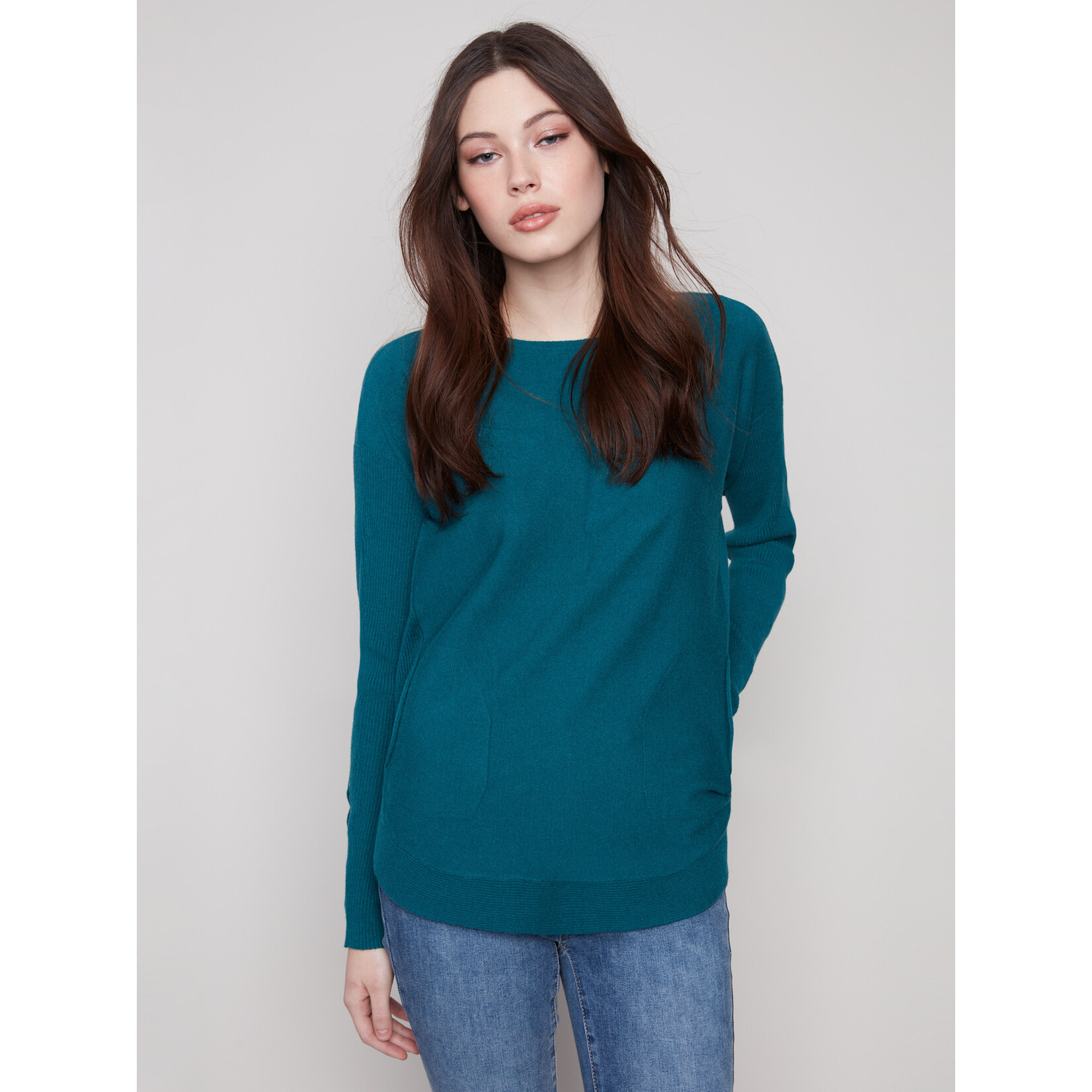 Charlie B Sweater With Criss Cross Sleeve