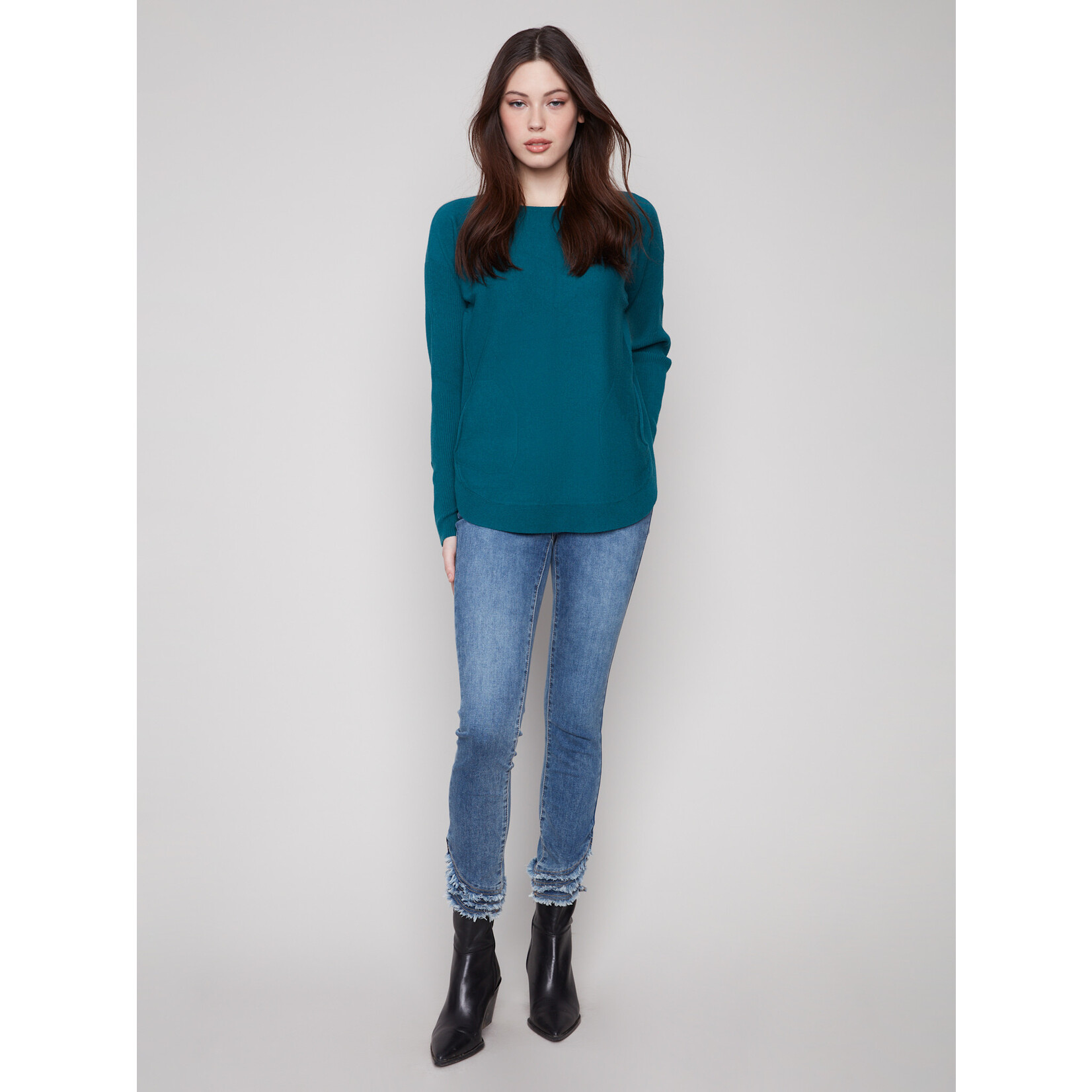 Charlie B Sweater With Criss Cross Sleeve