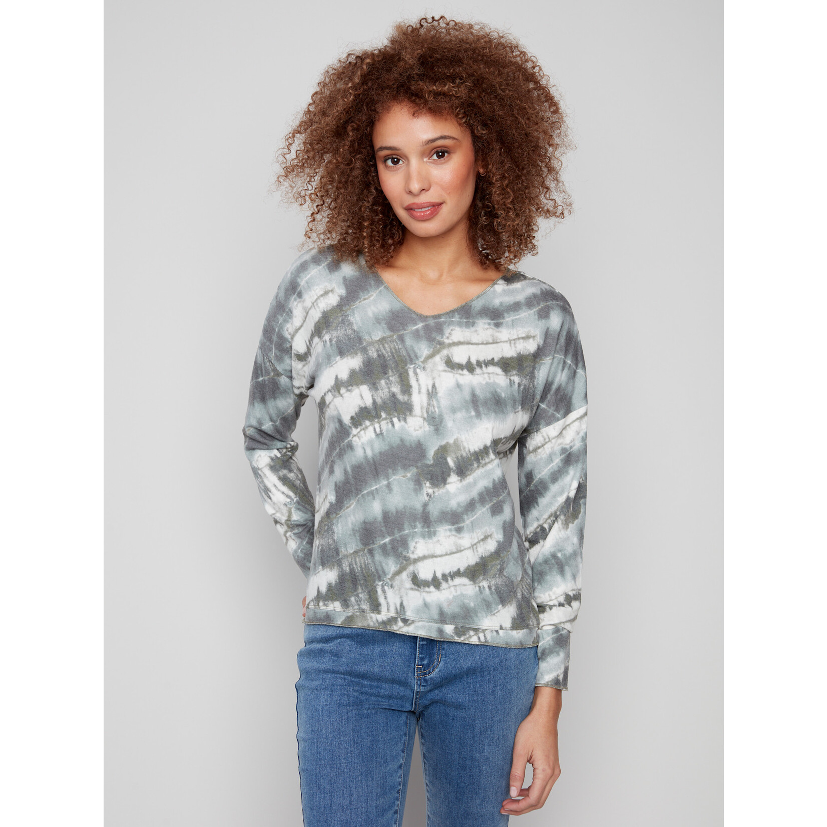 Charlie B Printed Drop Shoulder Top