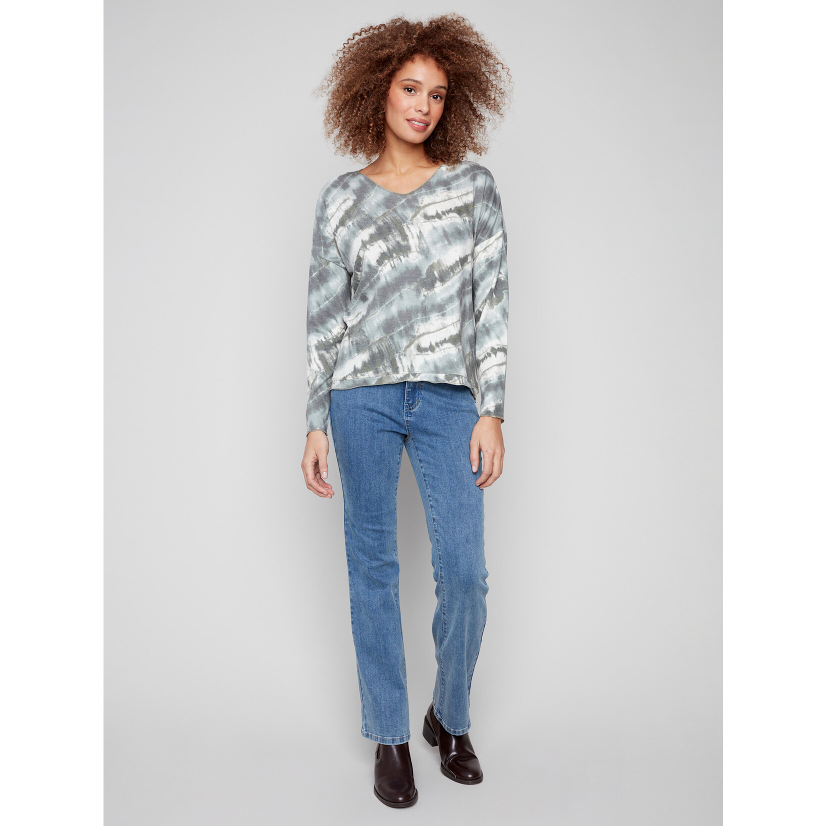 Charlie B Printed Drop Shoulder Top