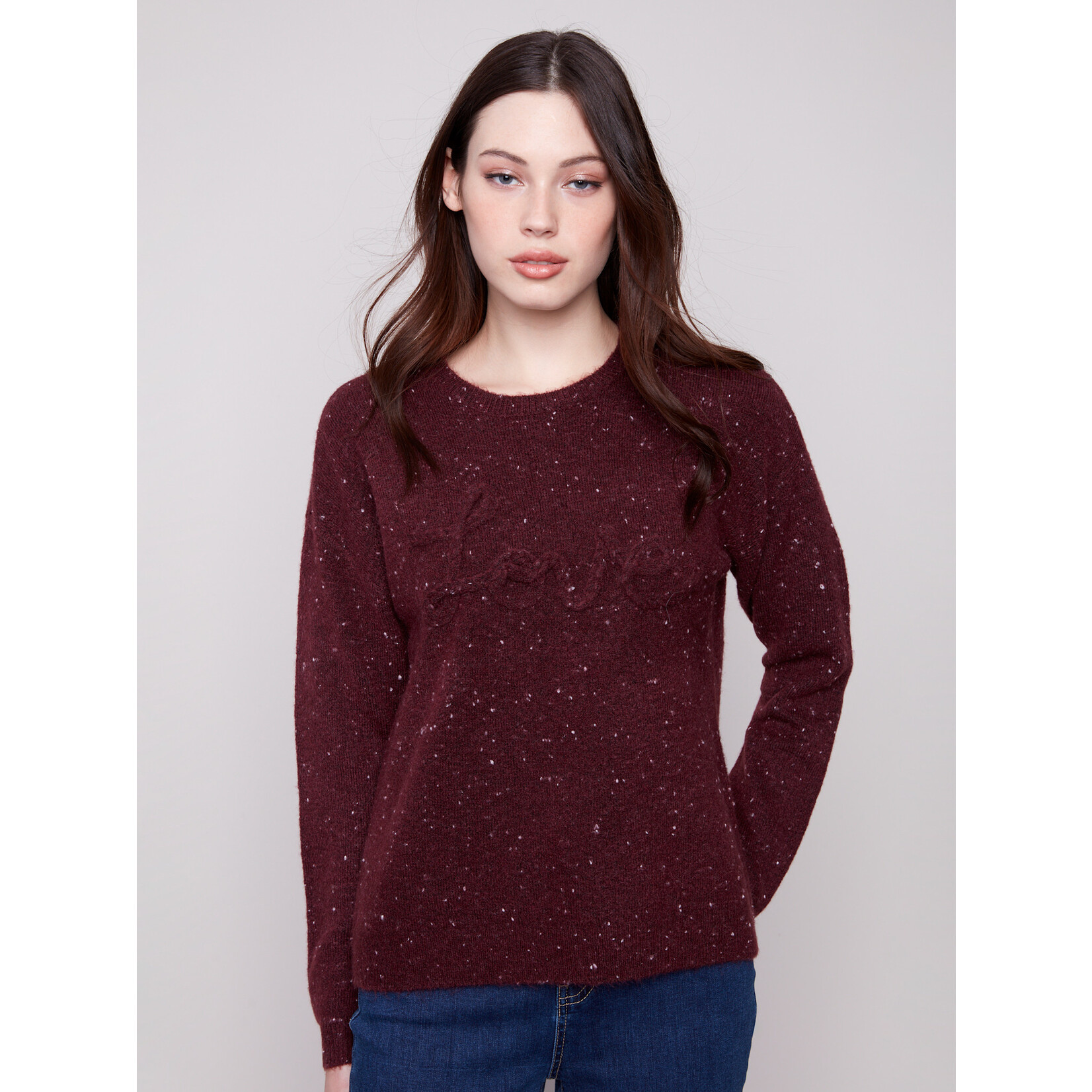 Charlie B Braided Love Crewneck Sweater