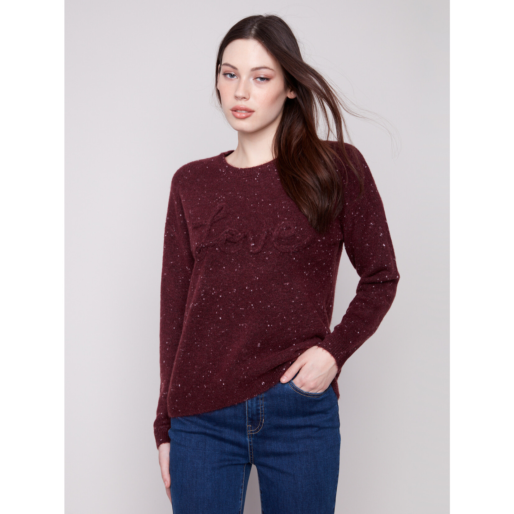 Charlie B Braided Love Crewneck Sweater