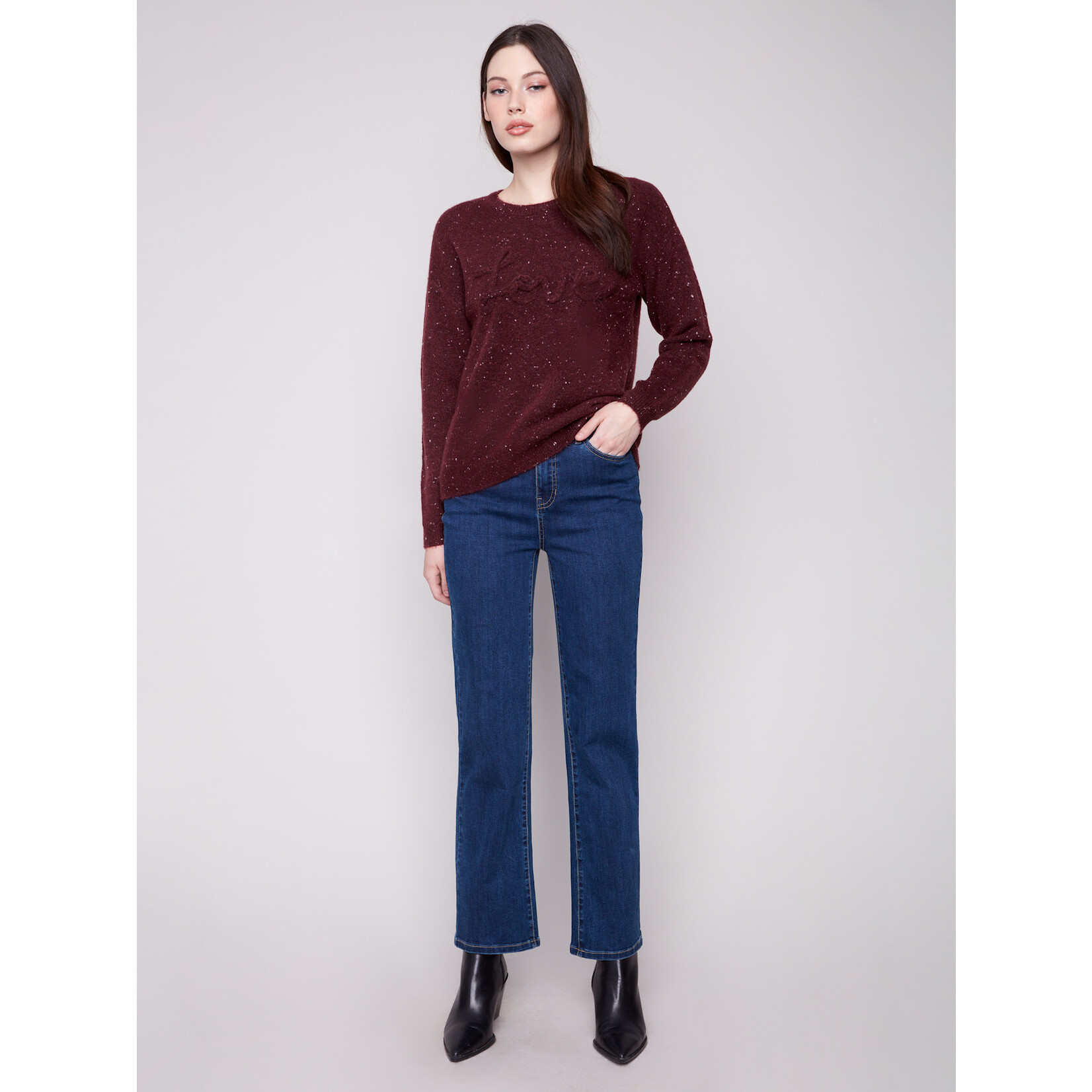 Charlie B Braided Love Crewneck Sweater