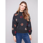 Charlie B Mock Neck Sweater With Embroidery