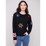 Charlie B Super Plush Sweater With Boucle Flowers