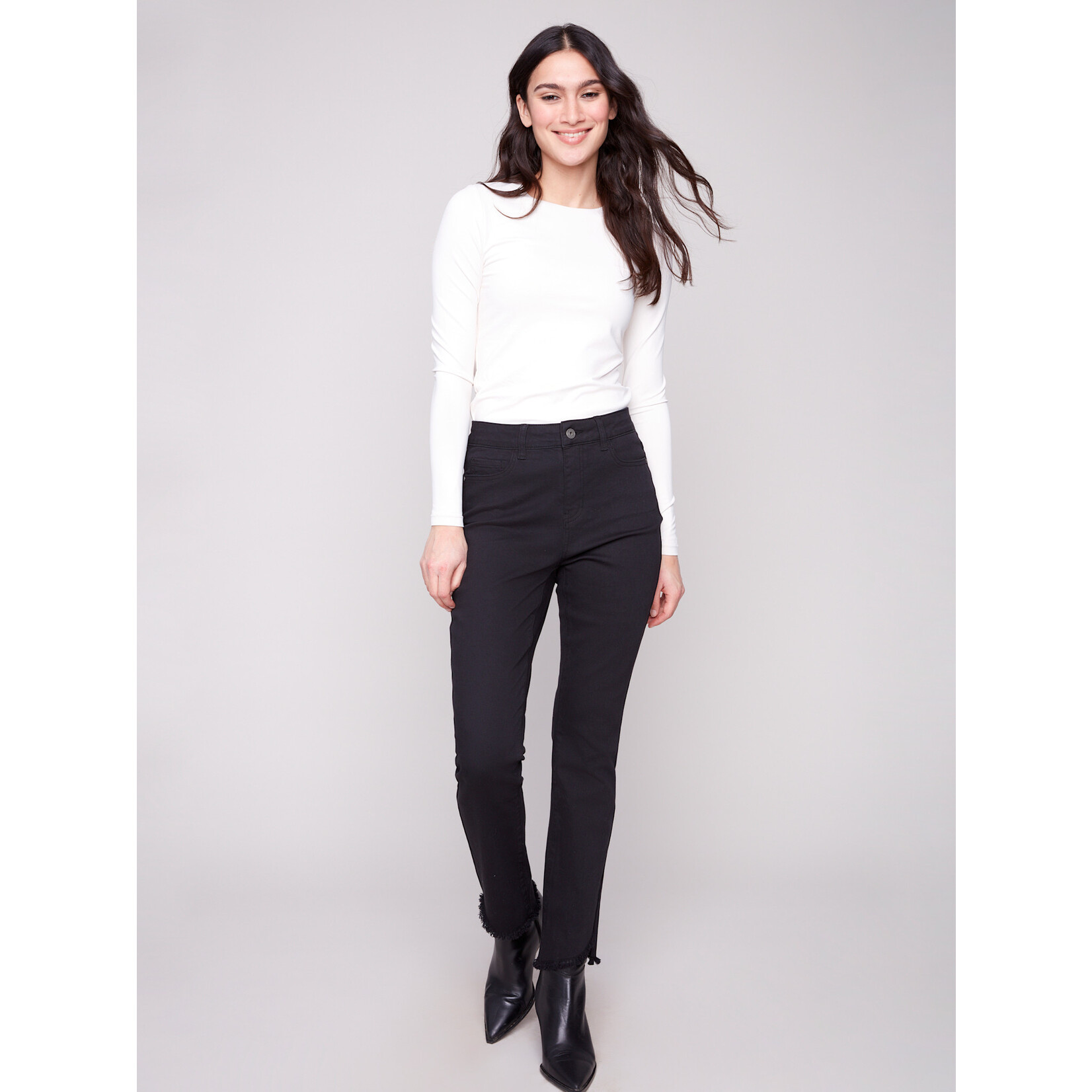 Charlie B Asymmetrical Hem Bootcut Jean