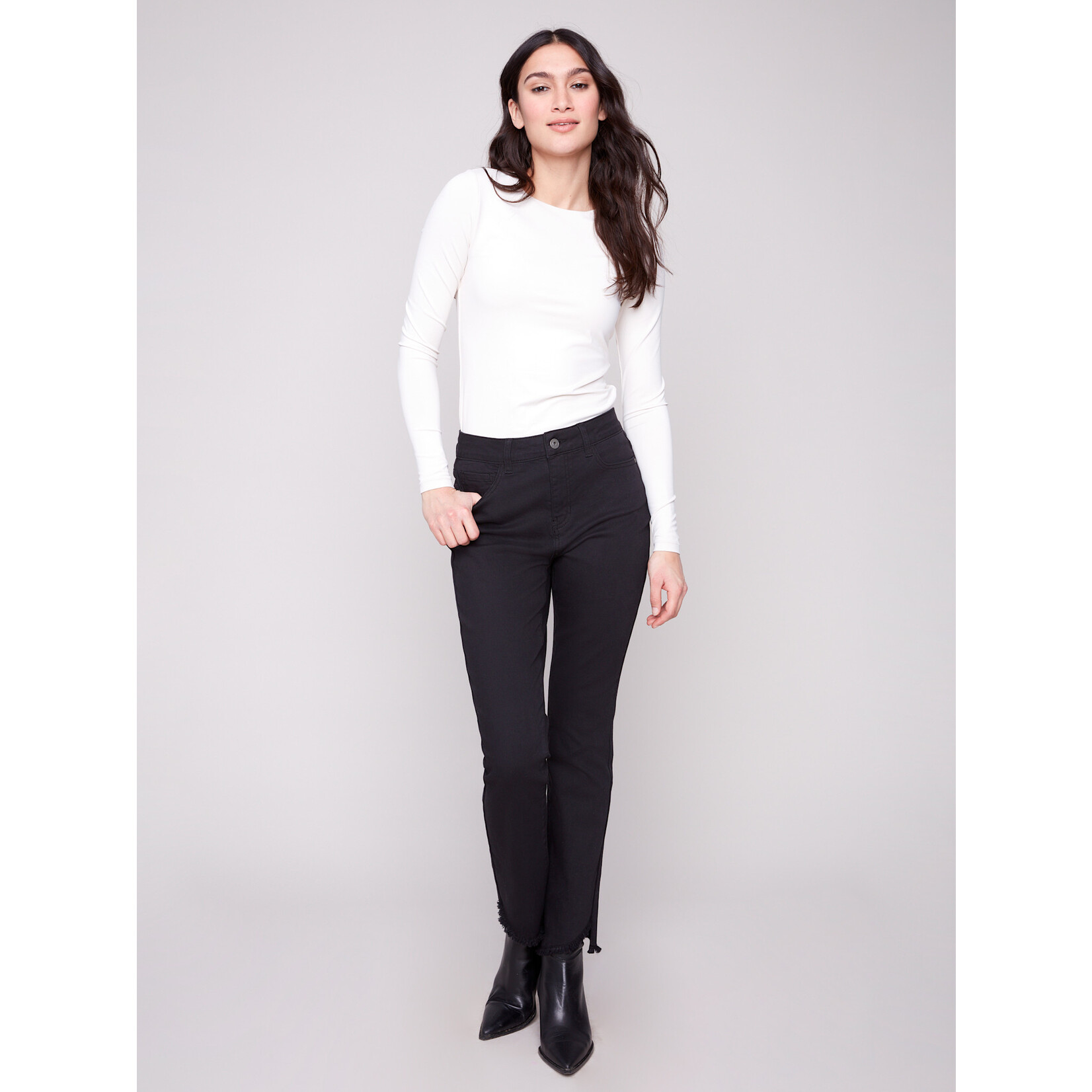 Charlie B Asymmetrical Hem Bootcut Jean