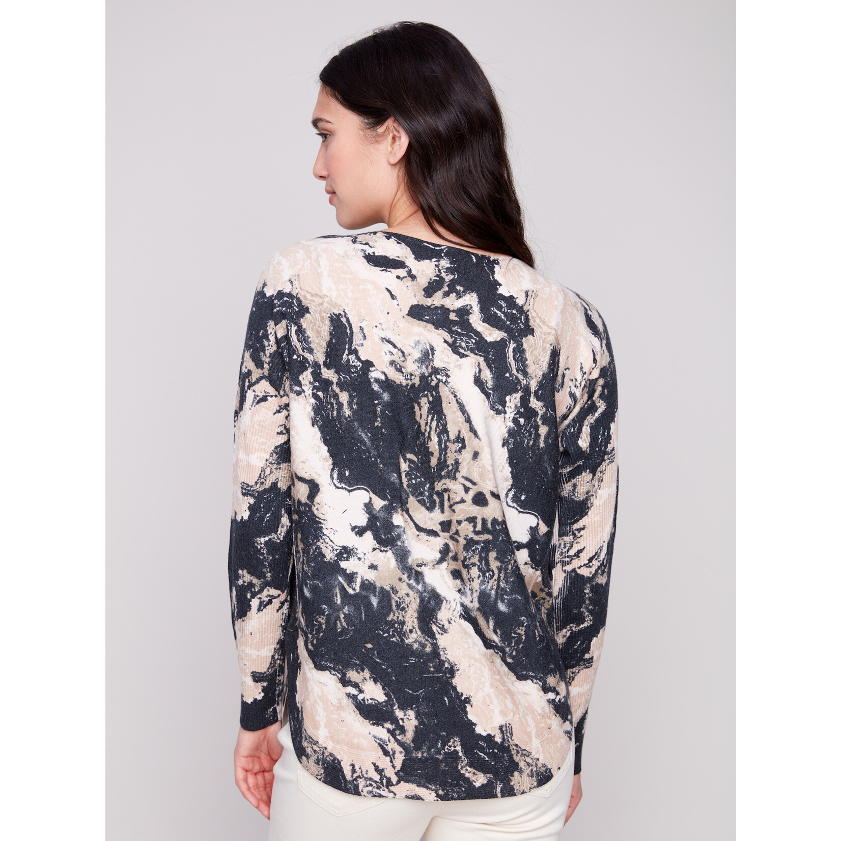 Charlie B Printed Round Hem Sweater