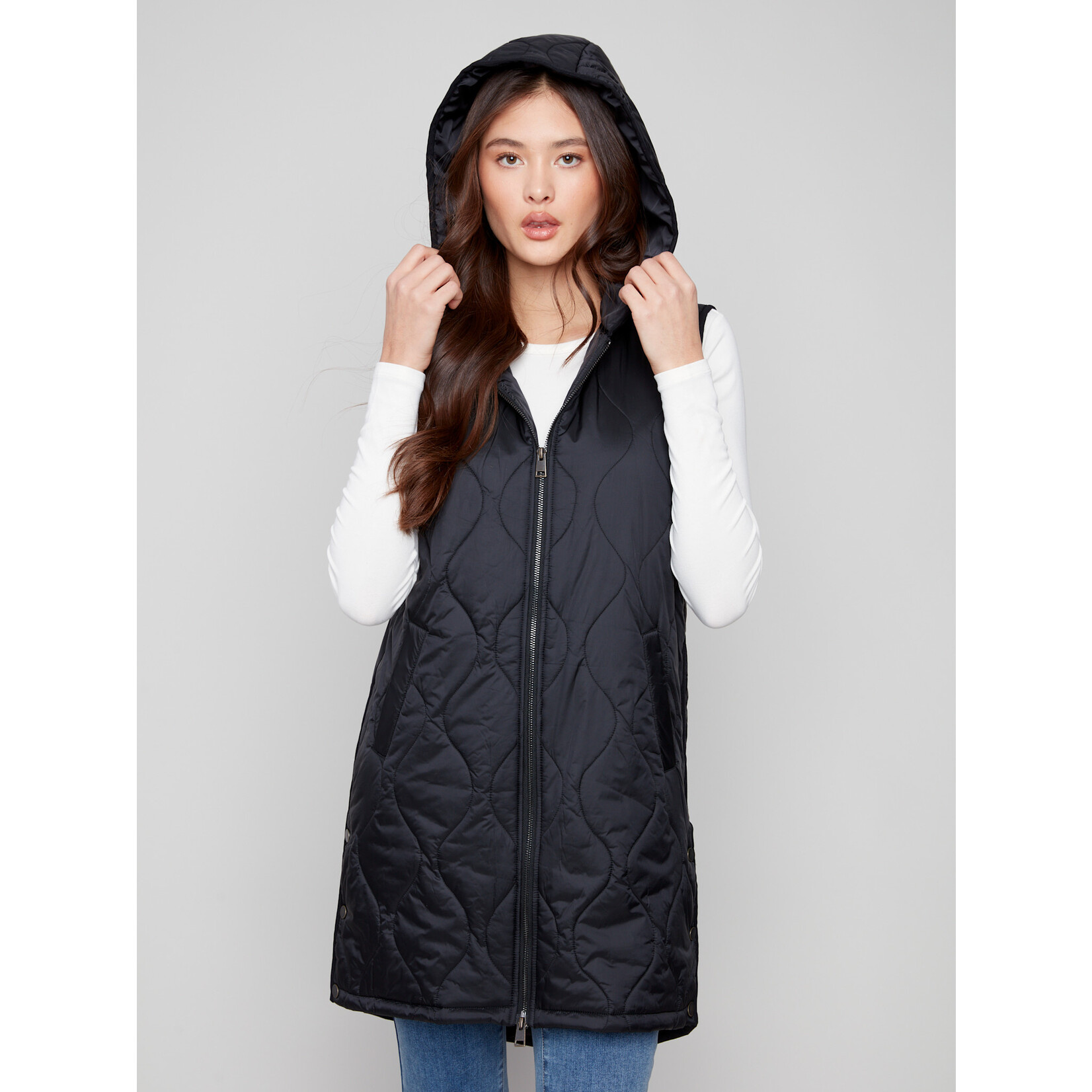 Charlie B Pearlized Long Puffer Vest