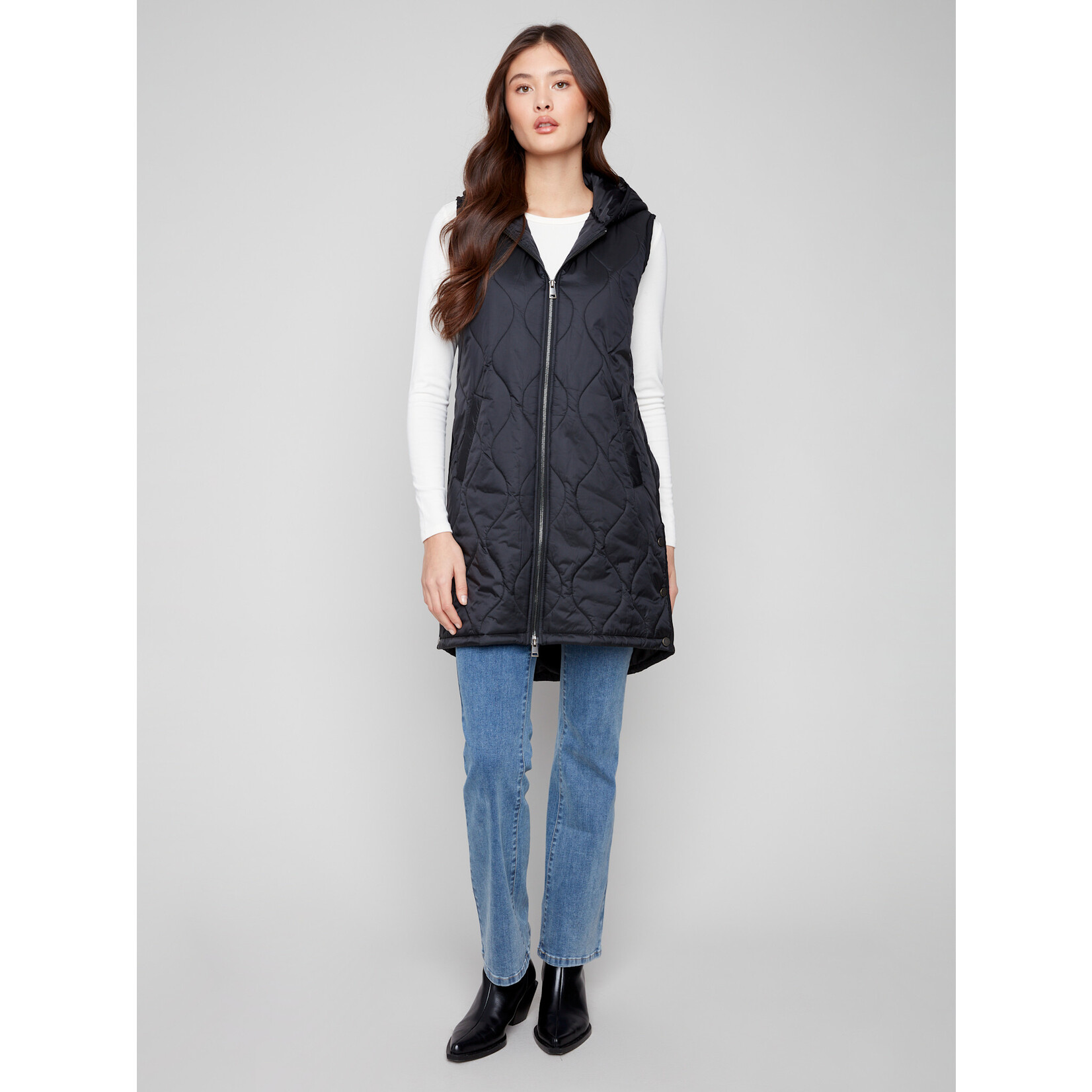 Charlie B Pearlized Long Puffer Vest