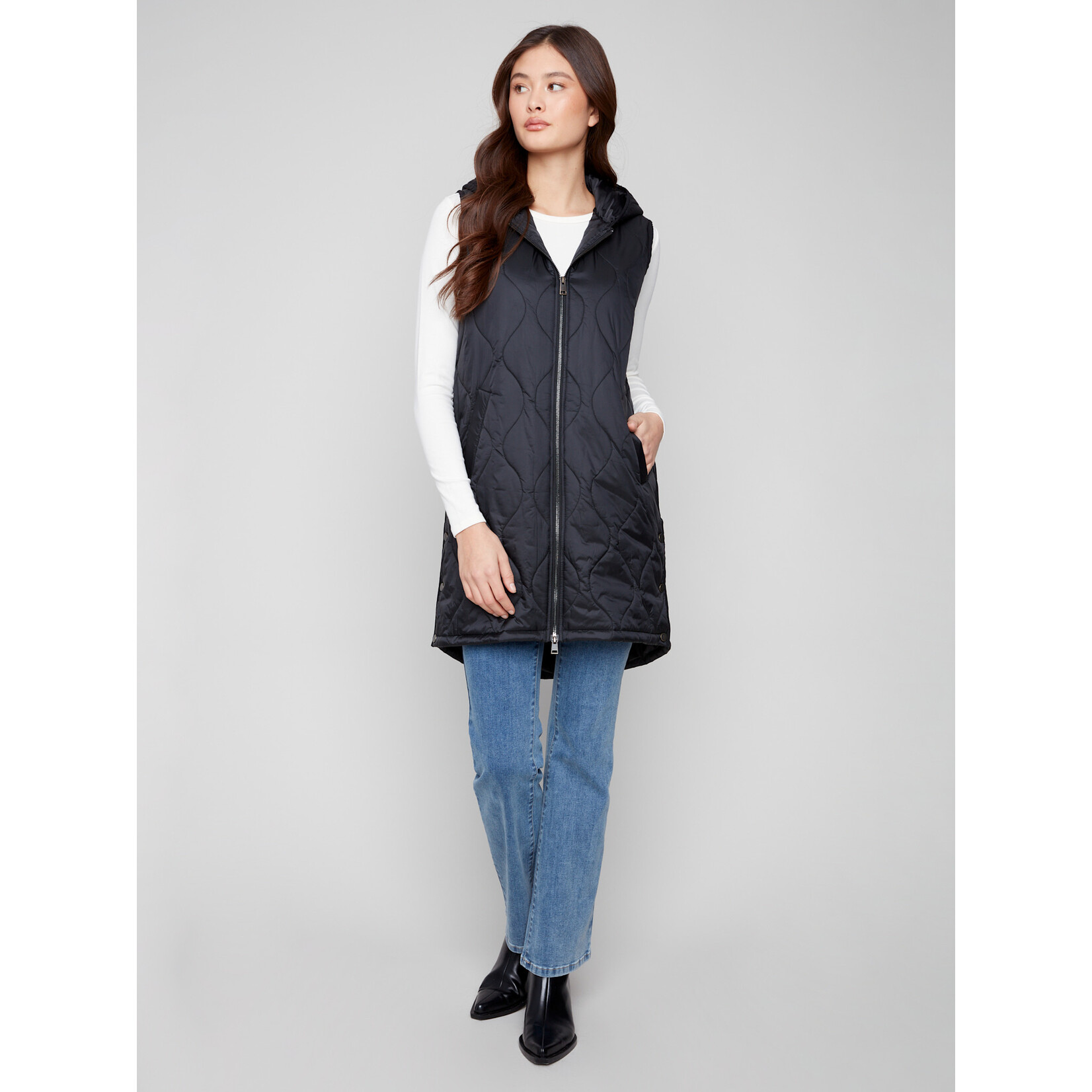 Charlie B Pearlized Long Puffer Vest