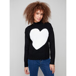 Charlie B Intarsia Heart Mock Neck Sweater