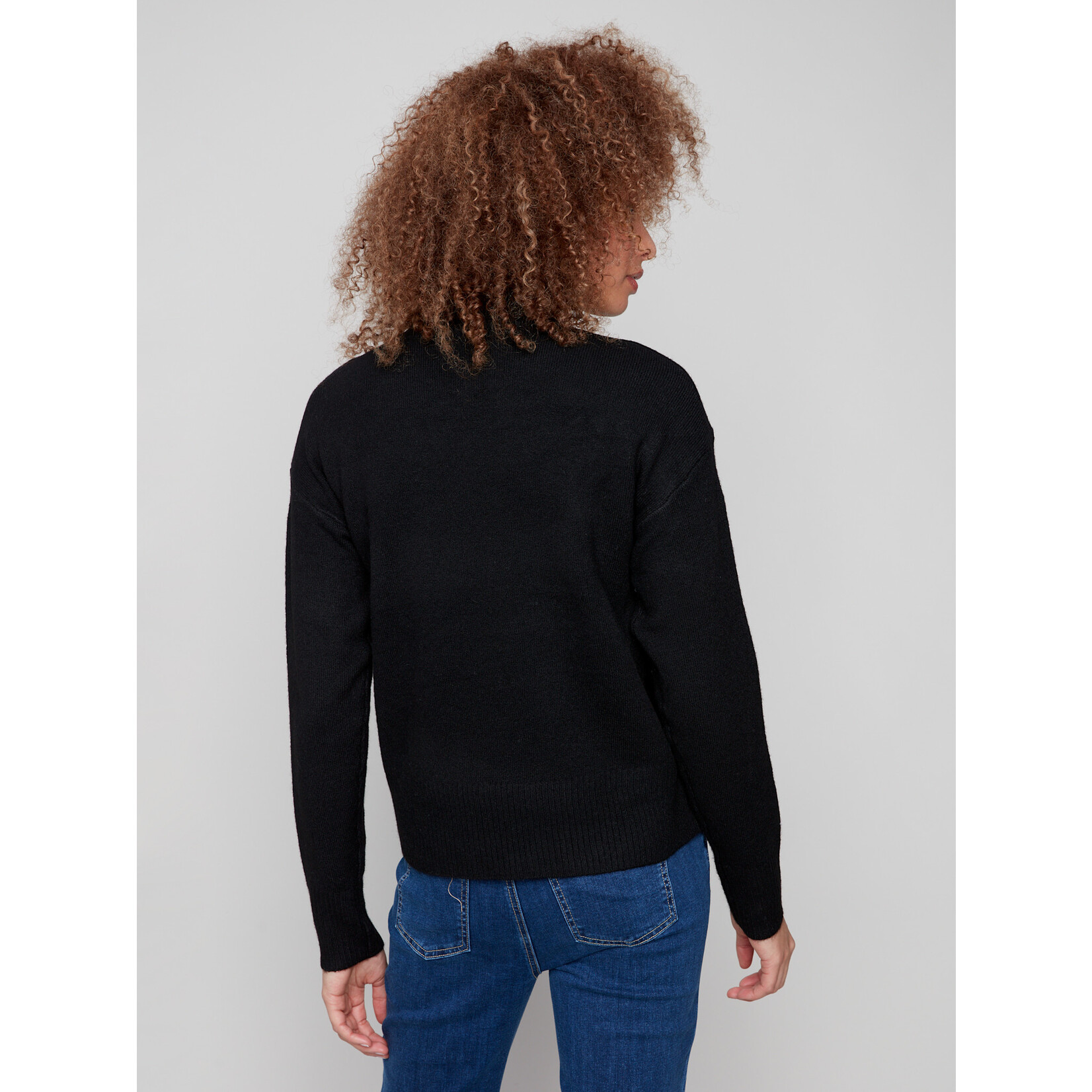 Charlie B Intarsia Heart Mock Neck Sweater