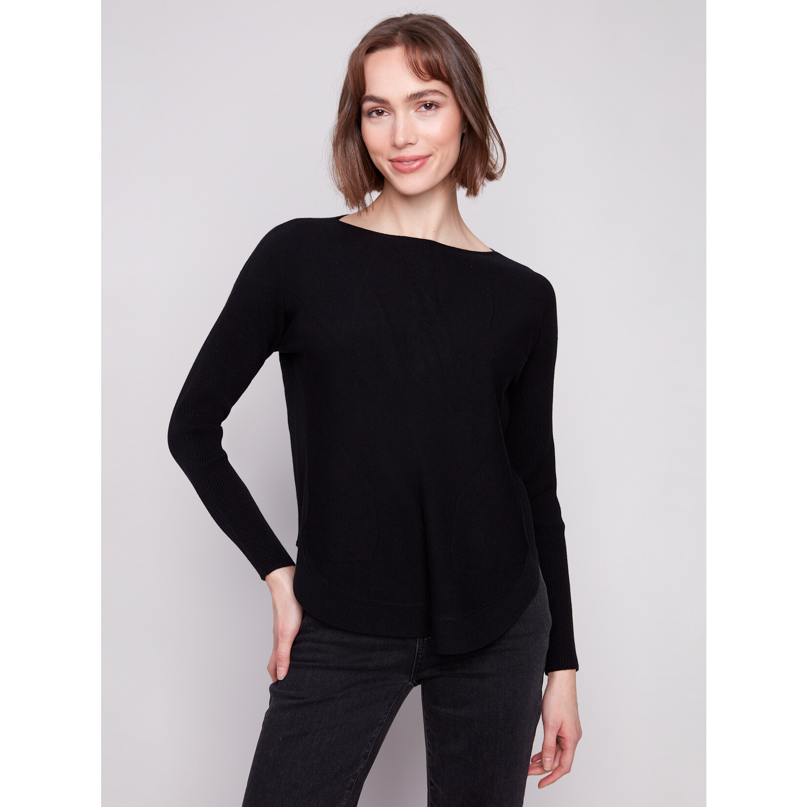 Charlie B Sweater With Back Eyelet Detail
