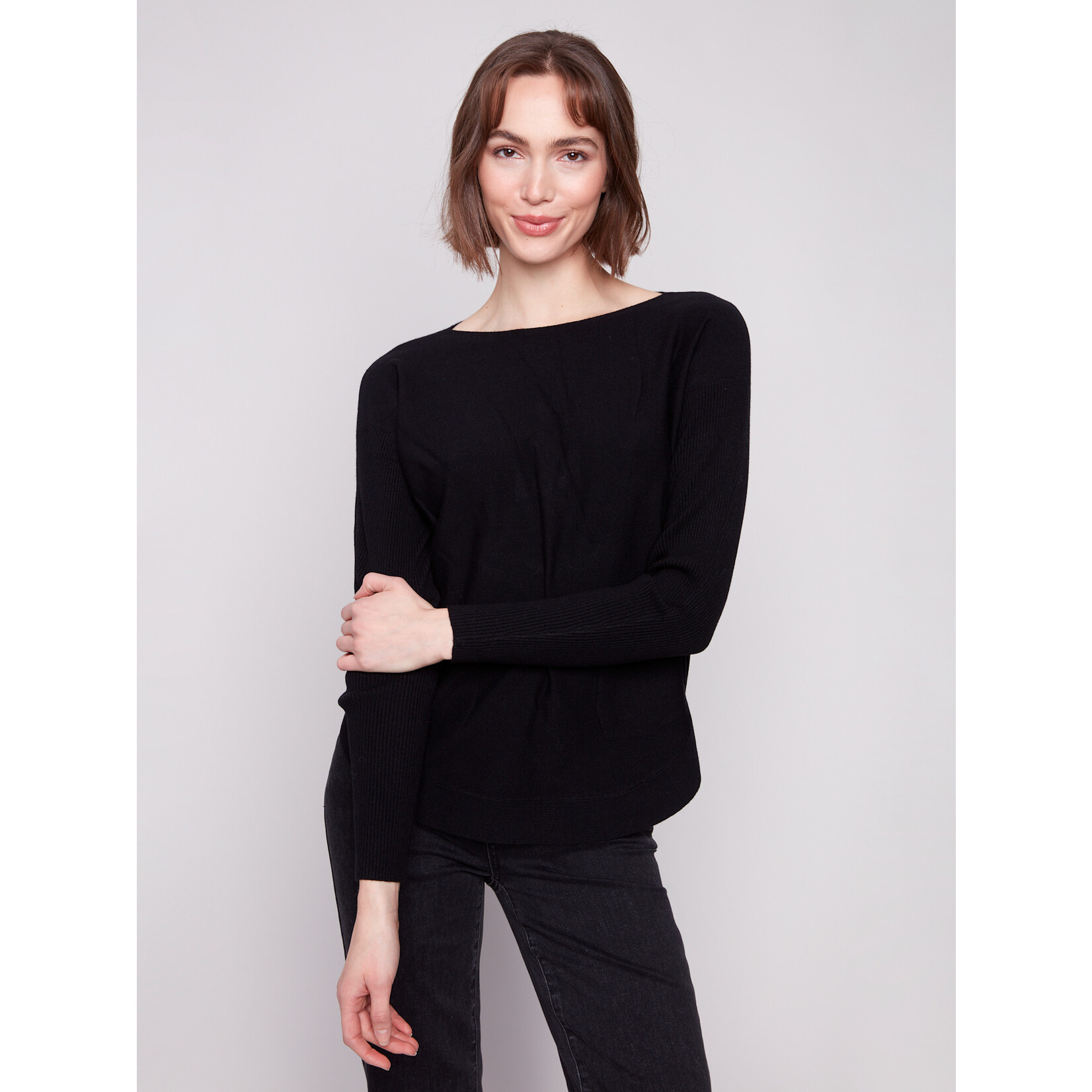 Charlie B Sweater With Back Eyelet Detail