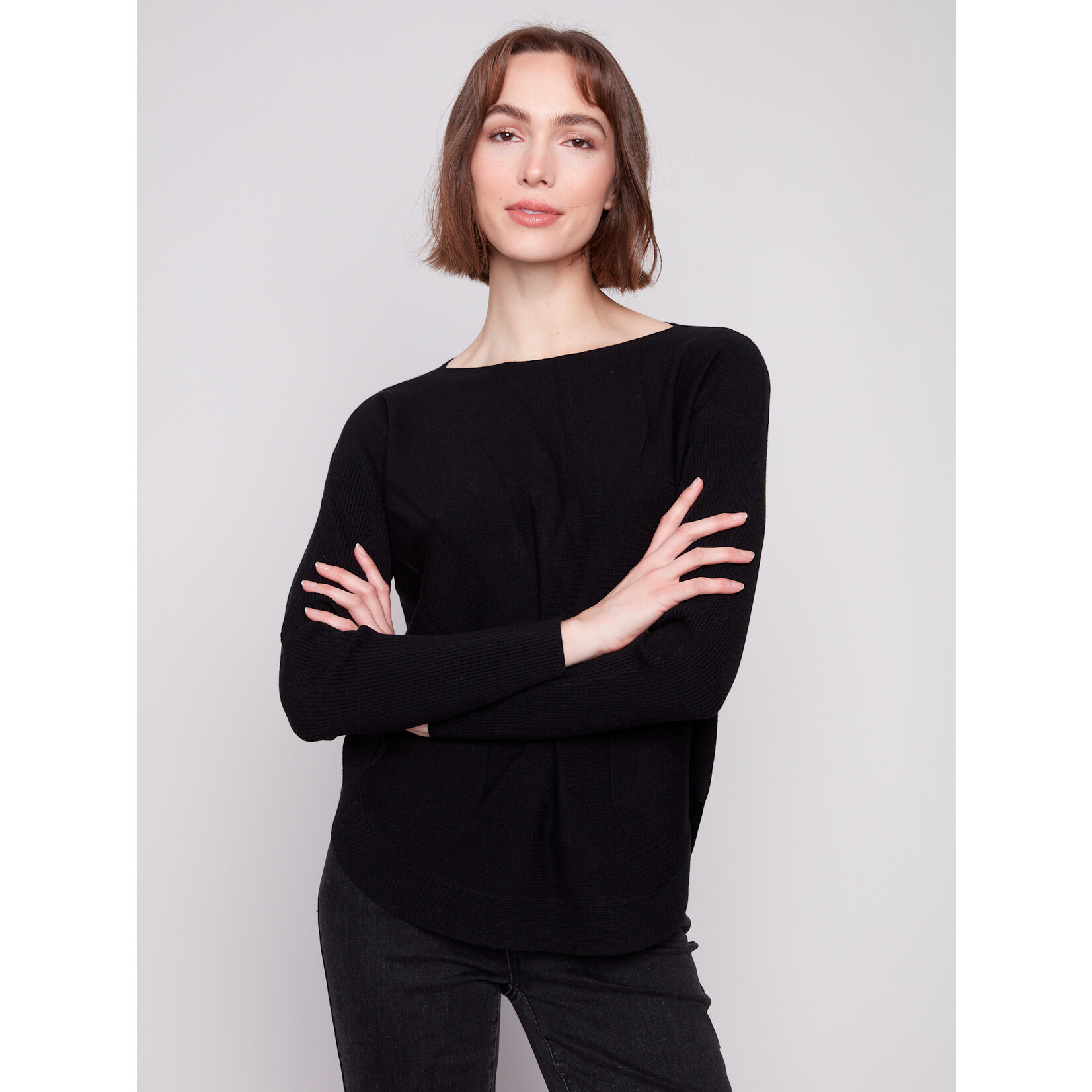 Charlie B Sweater With Back Eyelet Detail