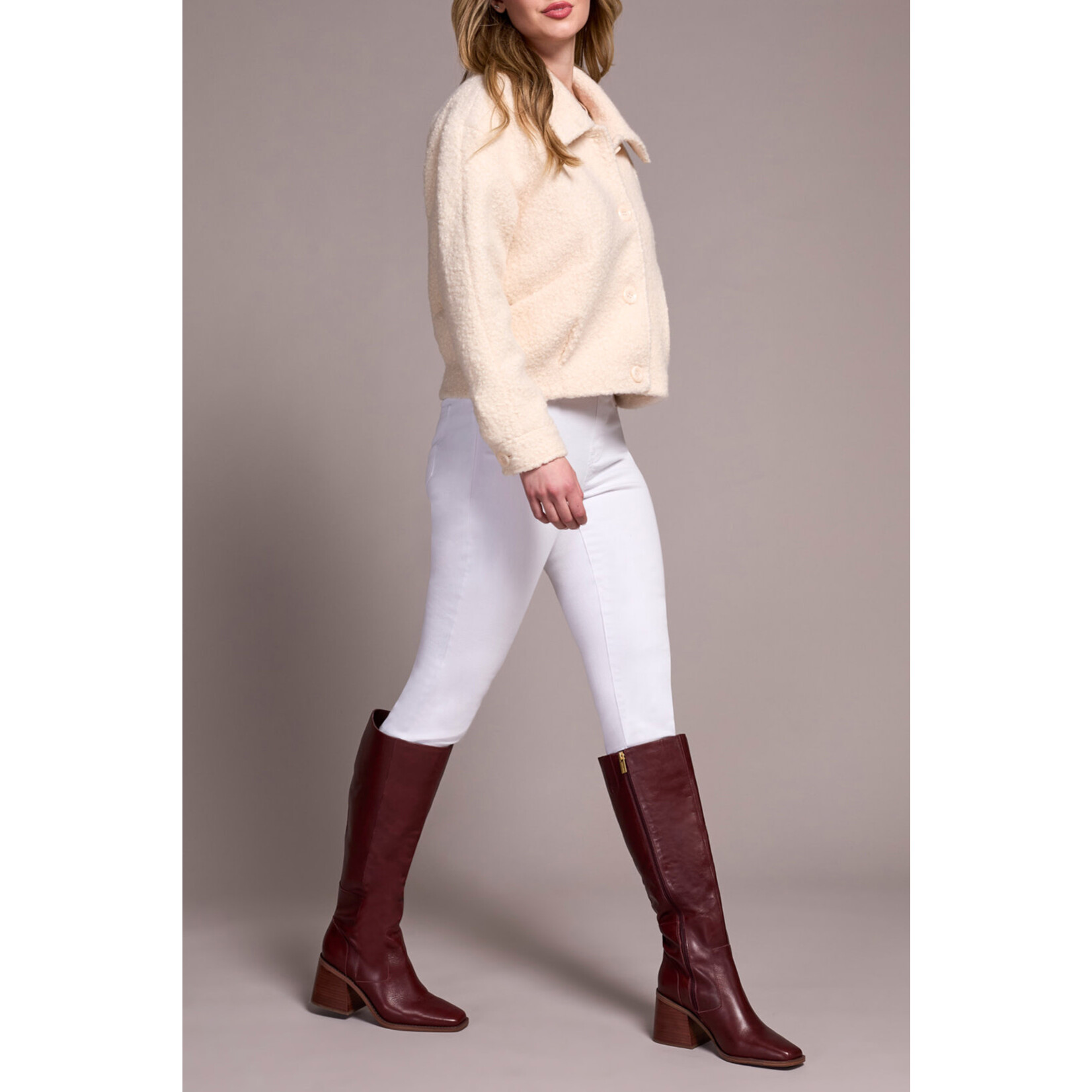 Tribal Button Front Boucle Jacket