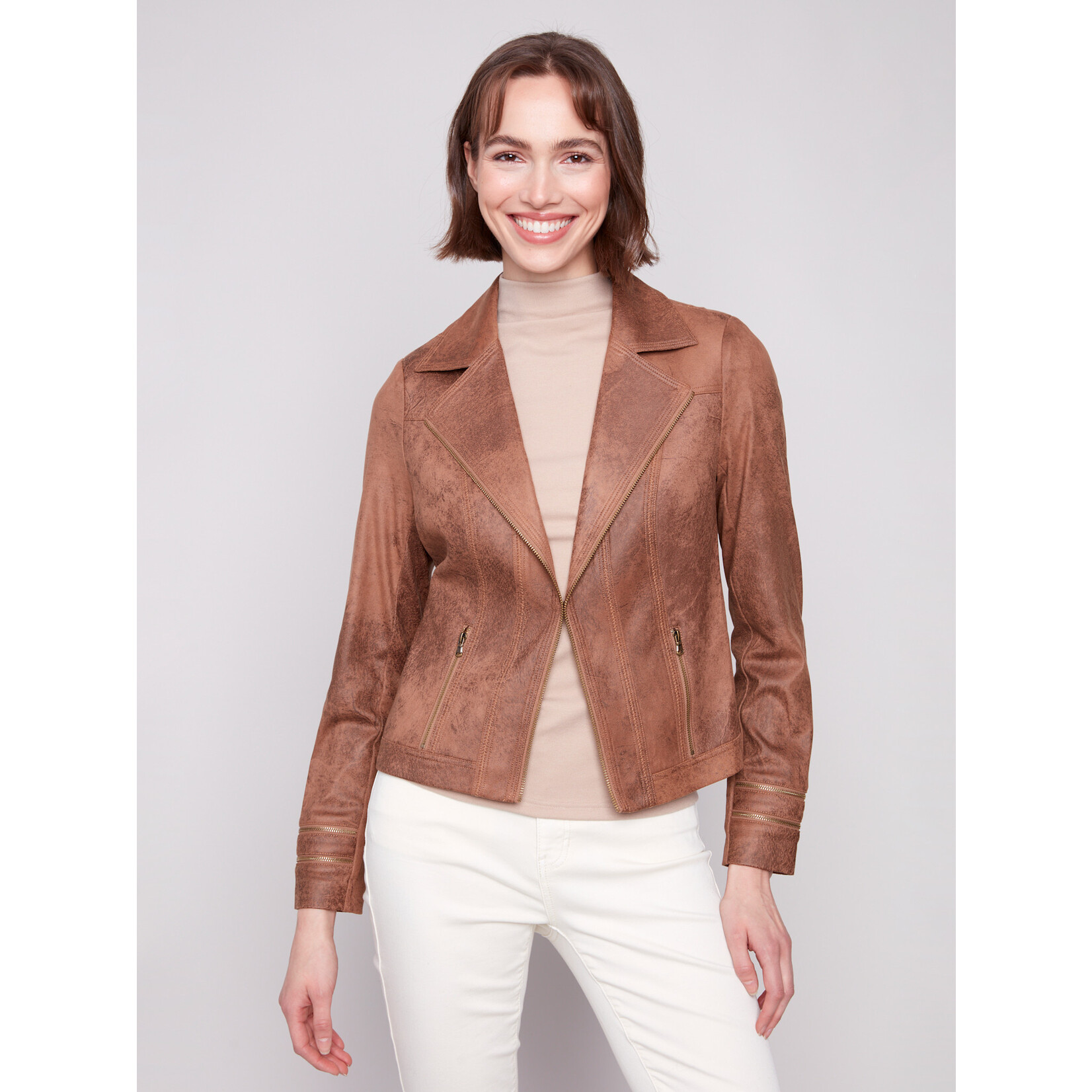 Charlie B Faux Leather Moto Jacket