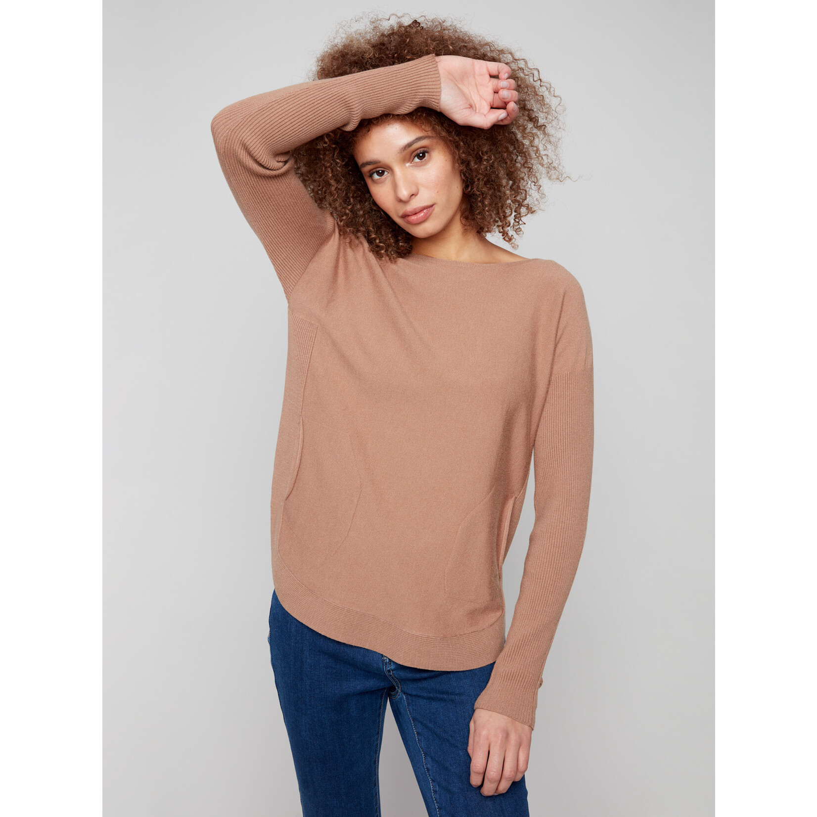 Charlie B Sweater With Criss Cross Sleeve