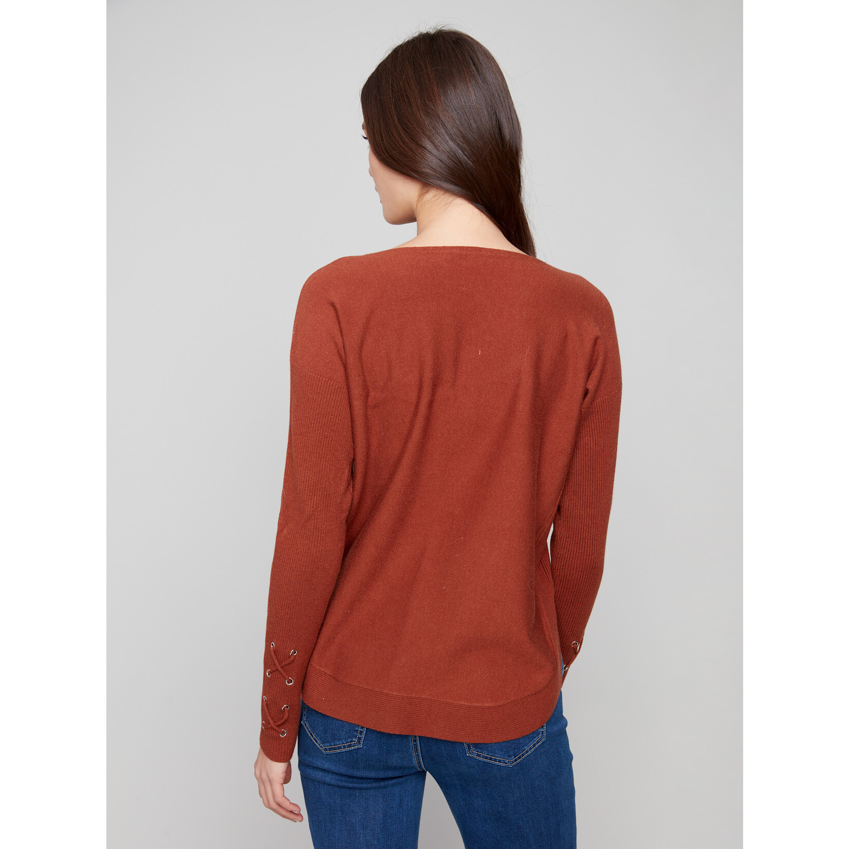 Charlie B Sweater With Criss Cross Sleeve