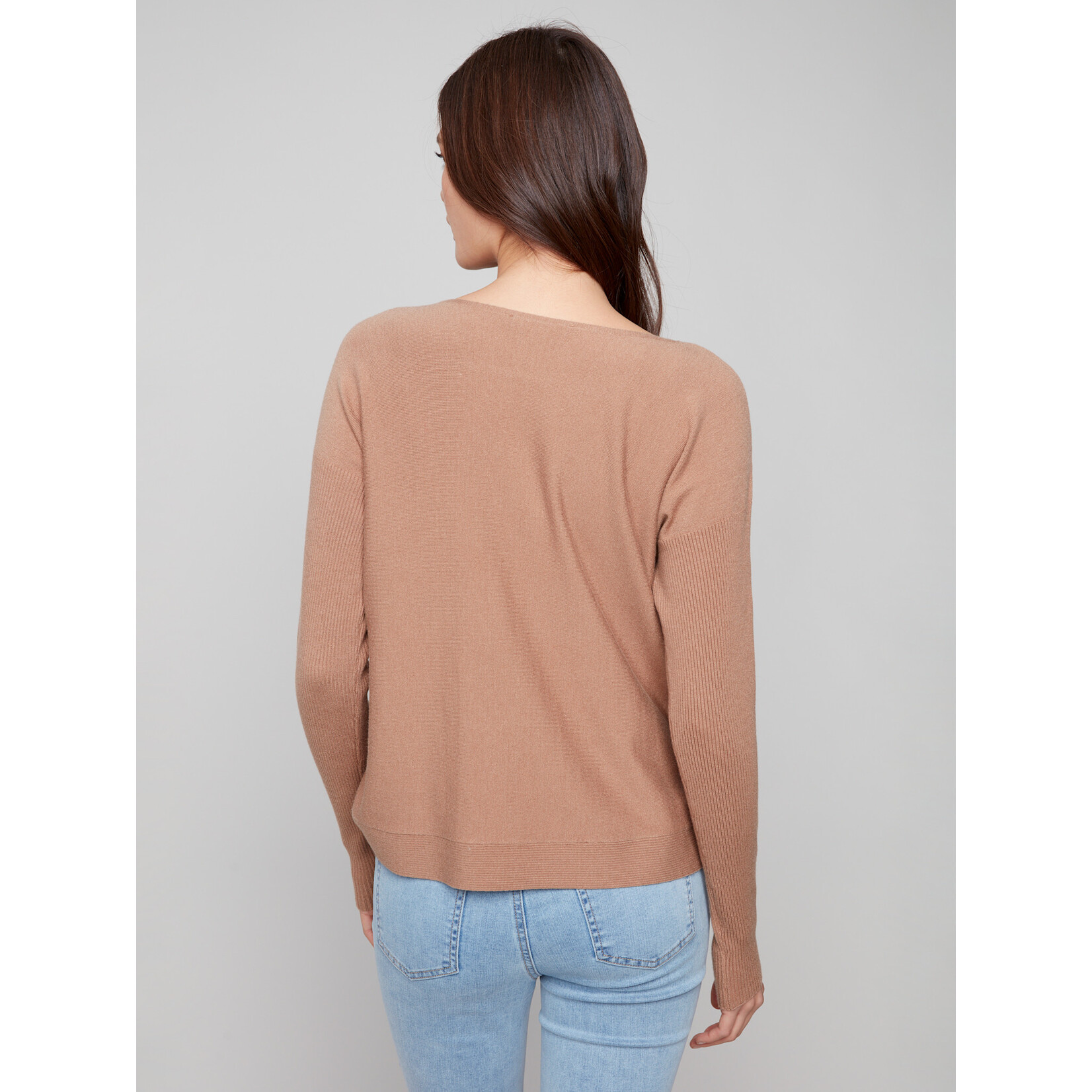 Charlie B Side Button Boat Neck Sweater