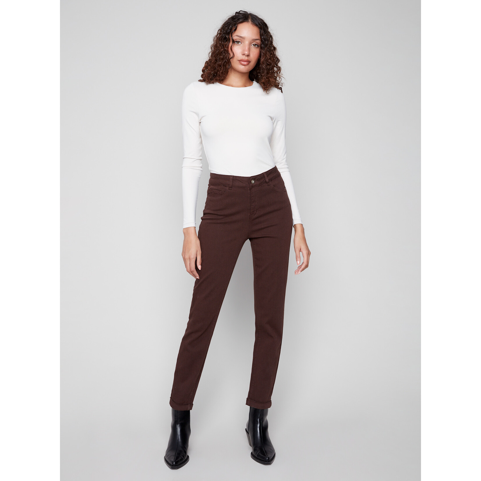 Charlie B Cuffed Hem 5 Pocket Twill Pant
