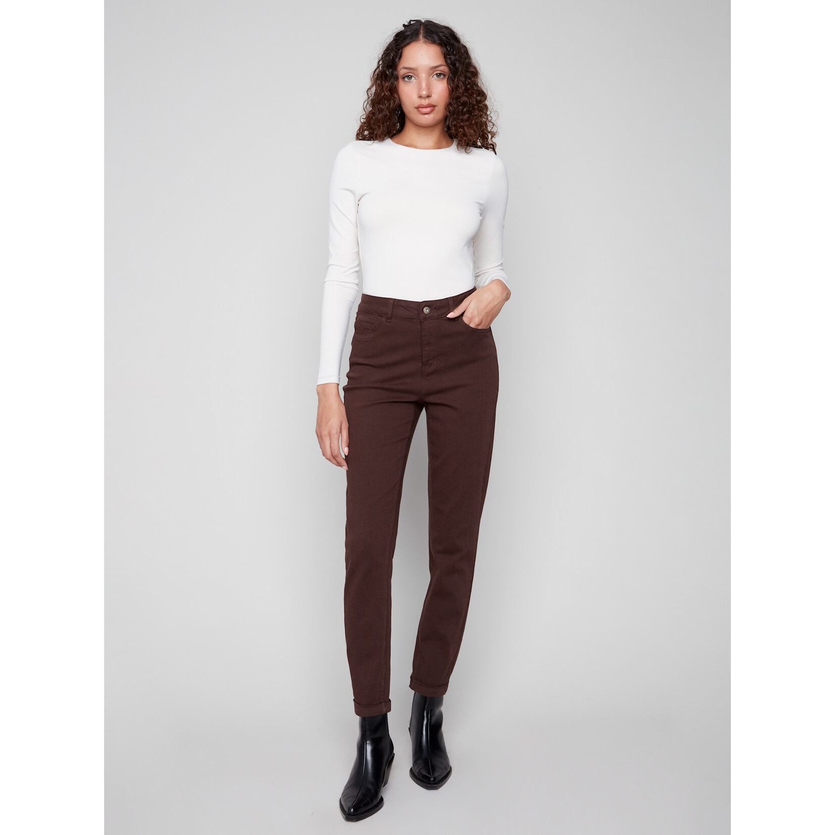 Charlie B Cuffed Hem 5 Pocket Twill Pant