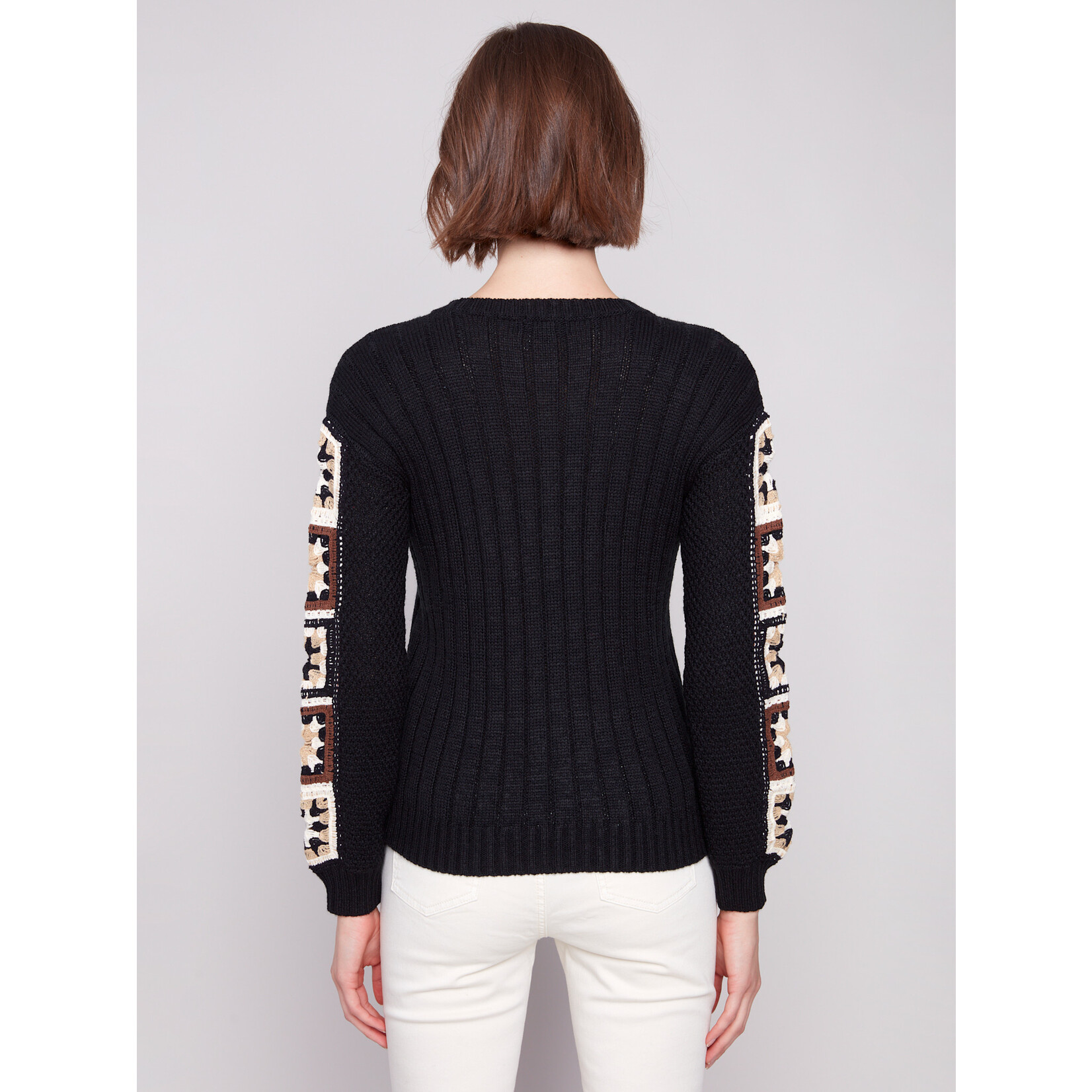 Charlie B Crochet Sleeve Sweater