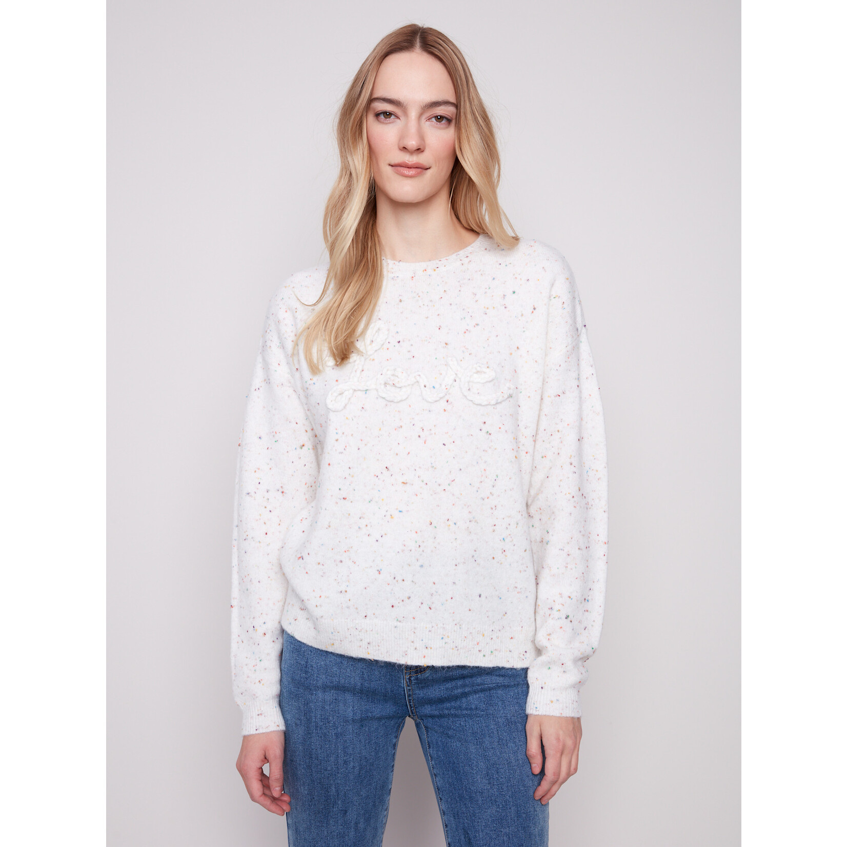 Charlie B Braided Love Crewneck Sweater