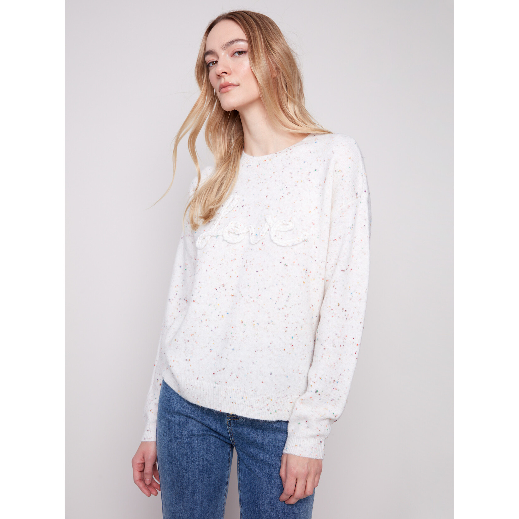 Charlie B Braided Love Crewneck Sweater