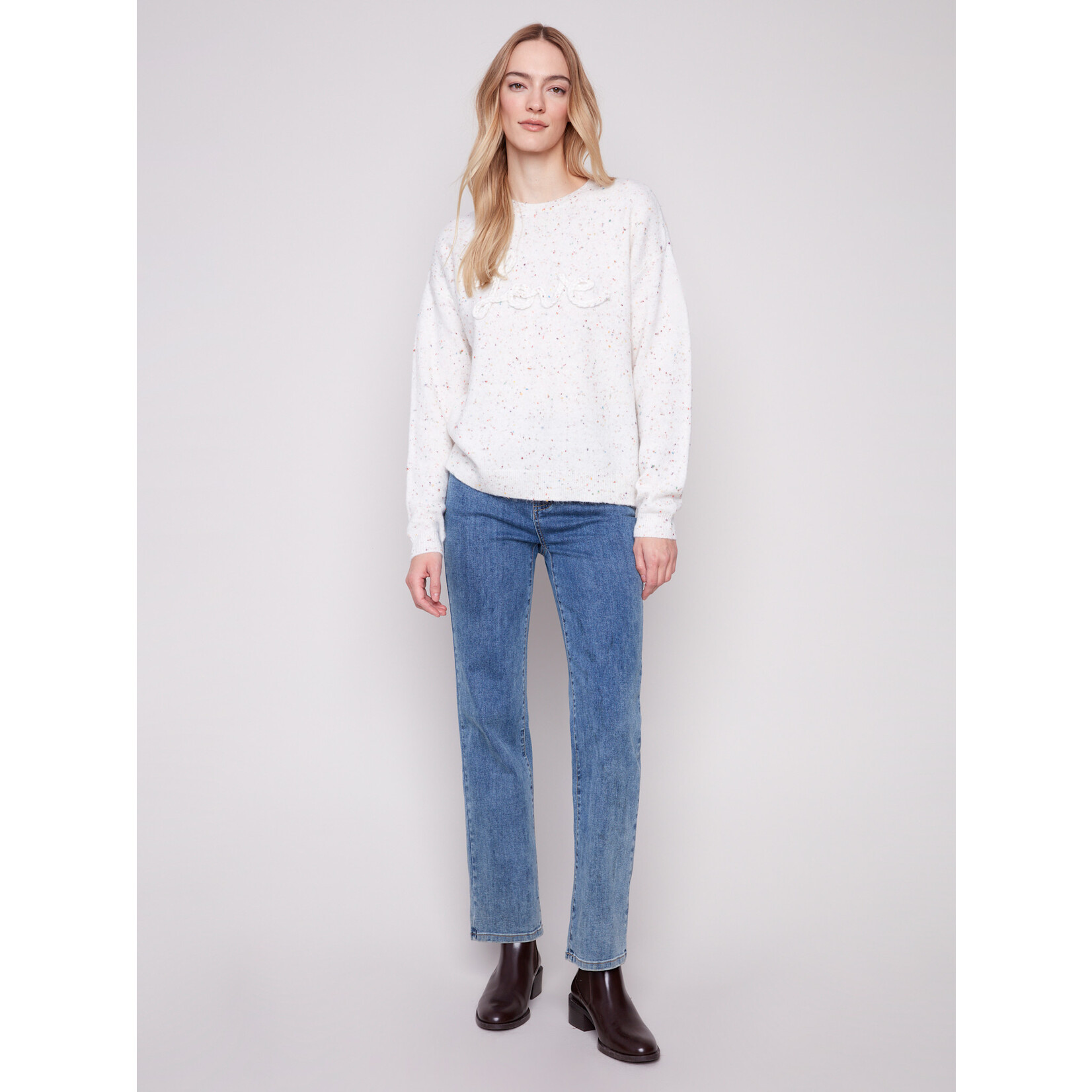 Charlie B Braided Love Crewneck Sweater