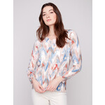 Charlie B Printed V-Neck Sweater
