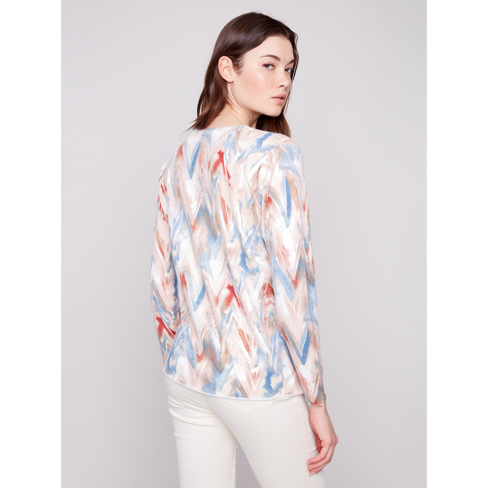 Charlie B Printed V-Neck Sweater