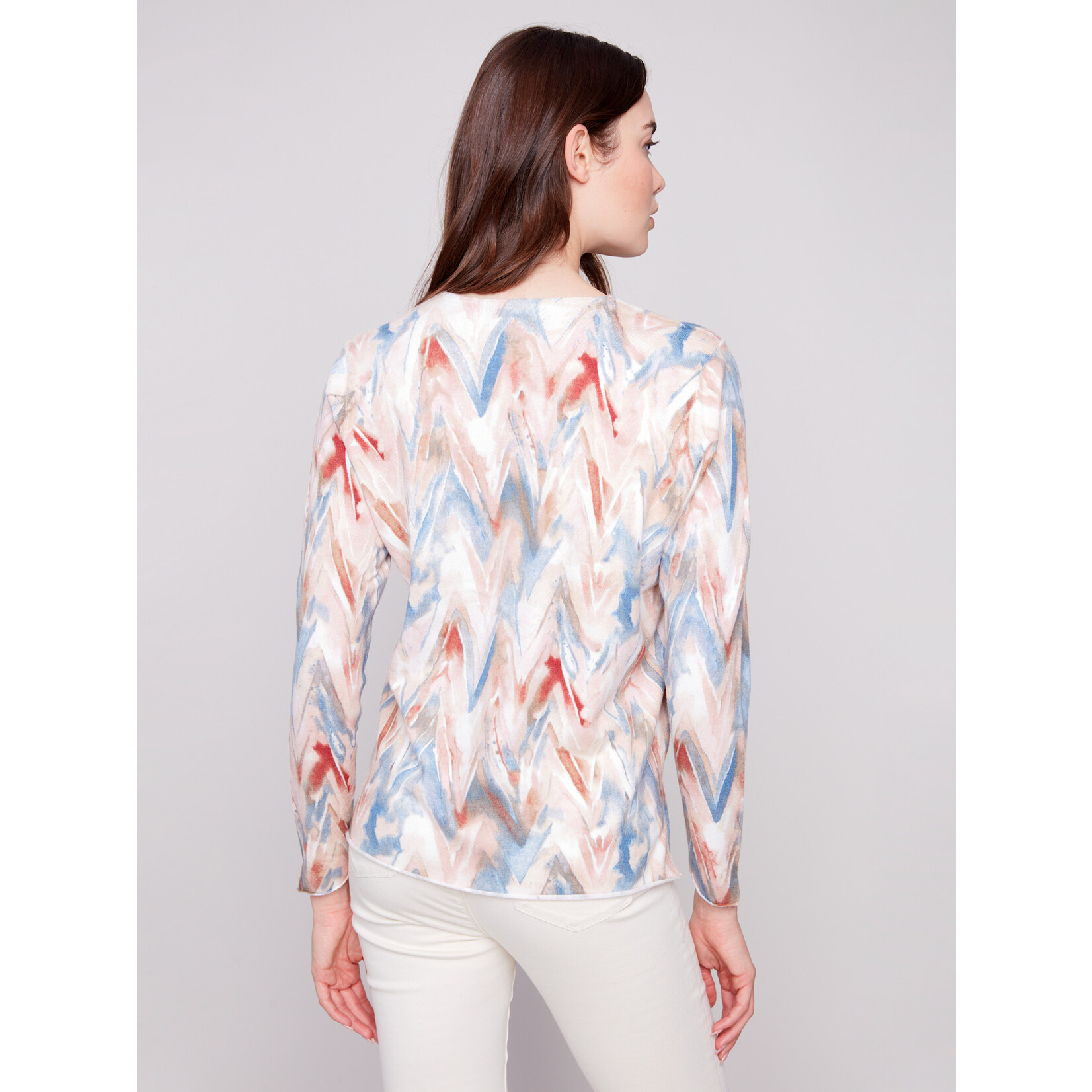 Charlie B Printed V-Neck Sweater