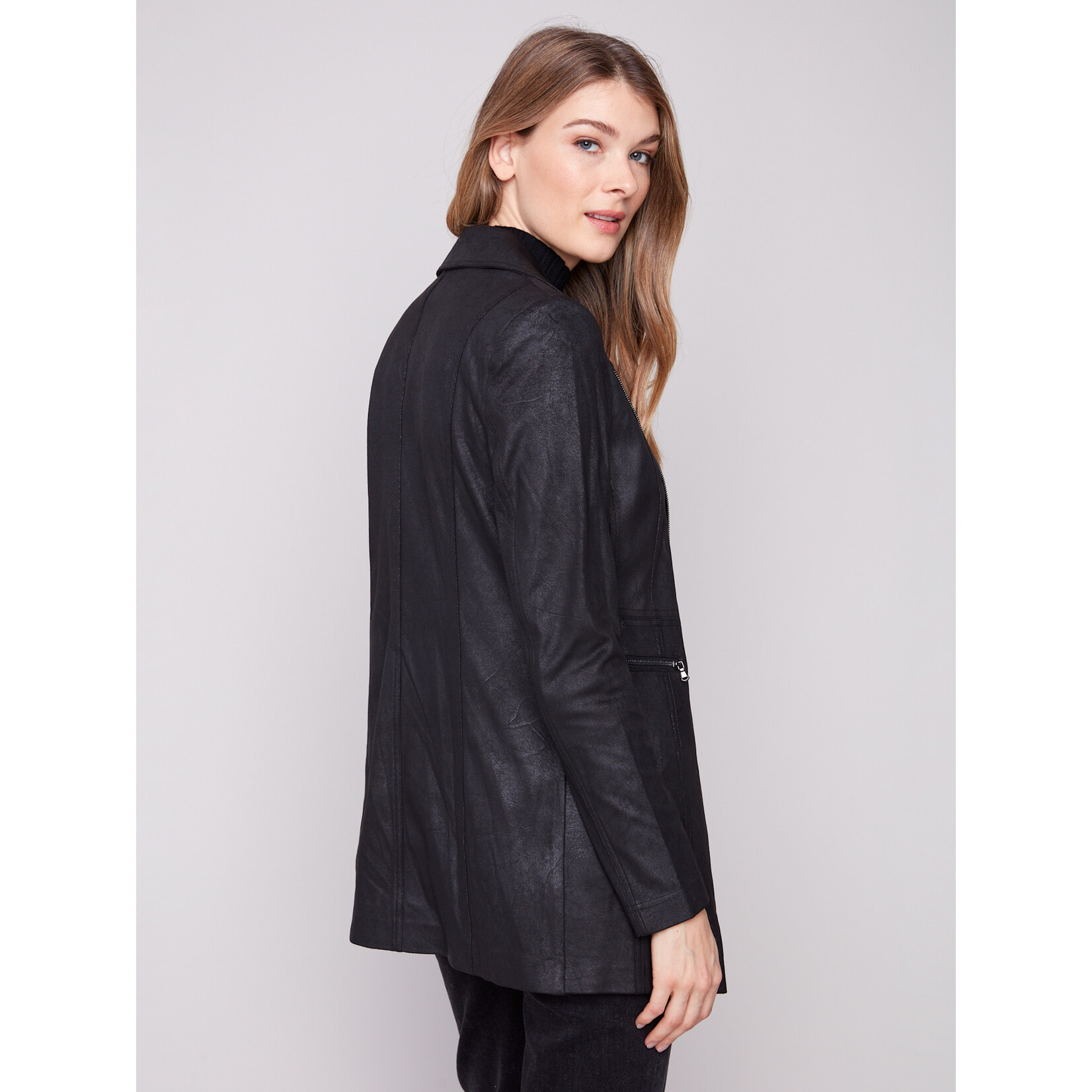 Charlie B Long Faux Suede Moto Jacket