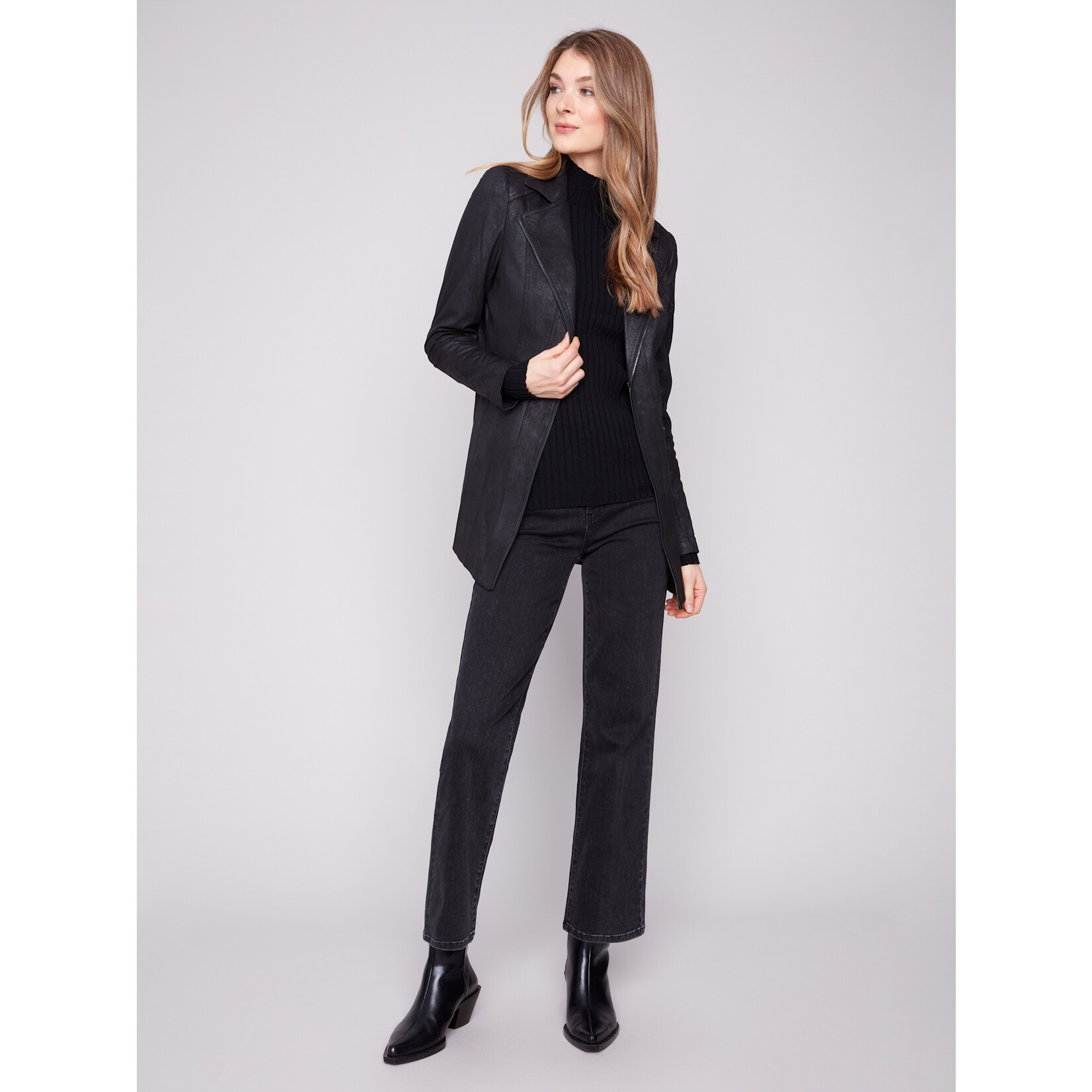 Charlie B Long Faux Suede Moto Jacket