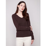 Charlie B Ribbed Heart Rivet Sweater
